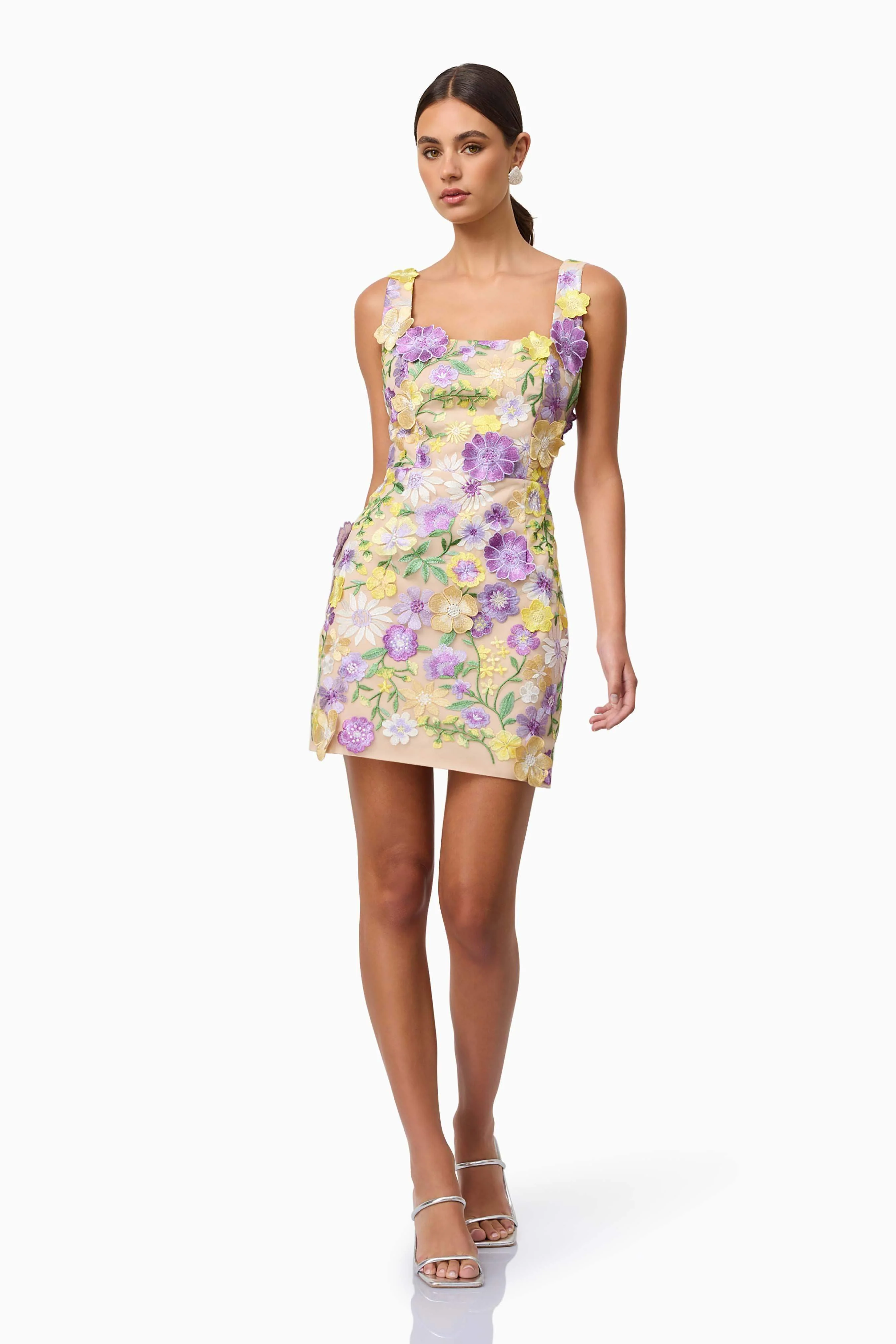 Lina Embroidered Mini Dress in Floral - Image 4