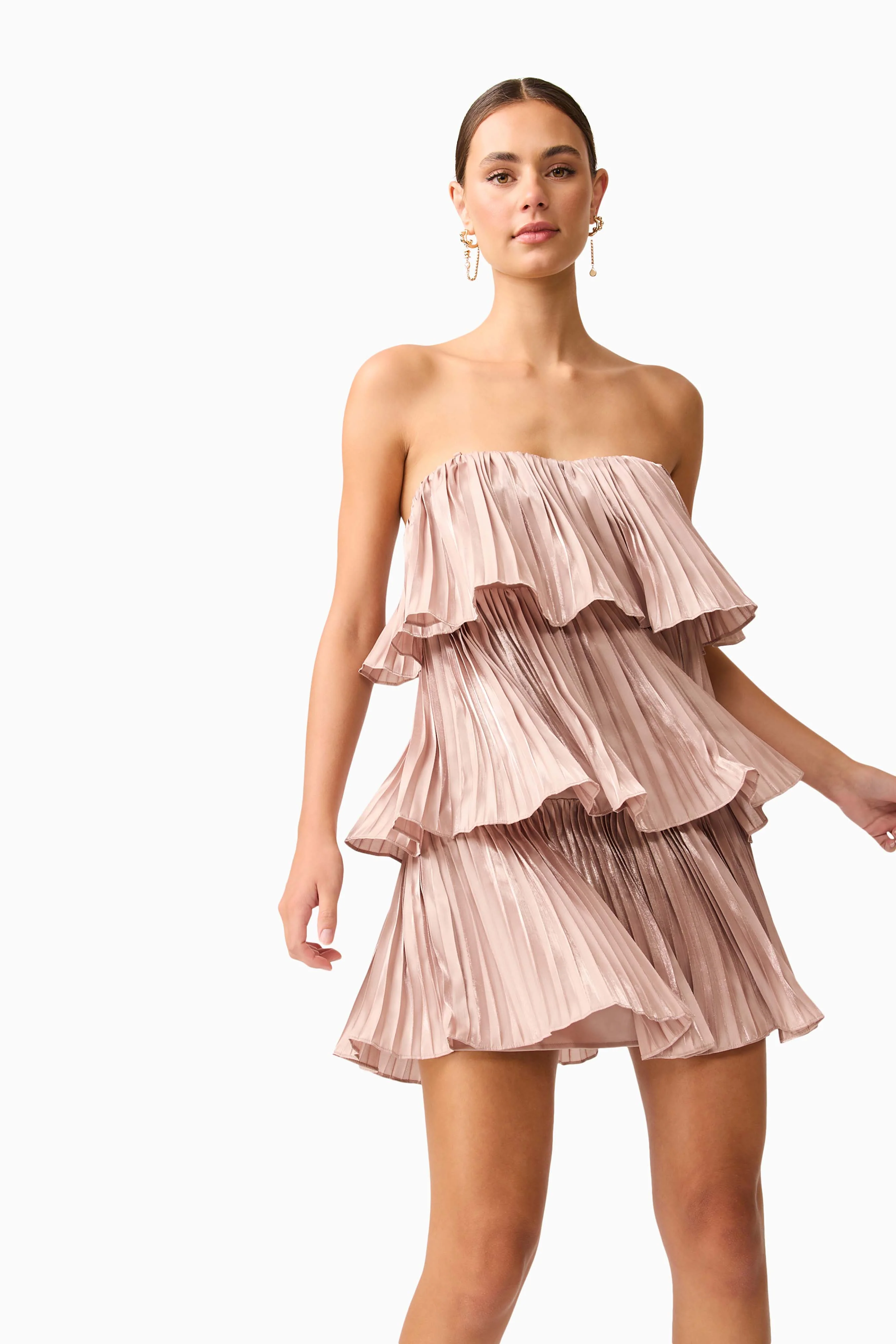 Lison Tiered Strapless Mini Dress in Pink - Image 6