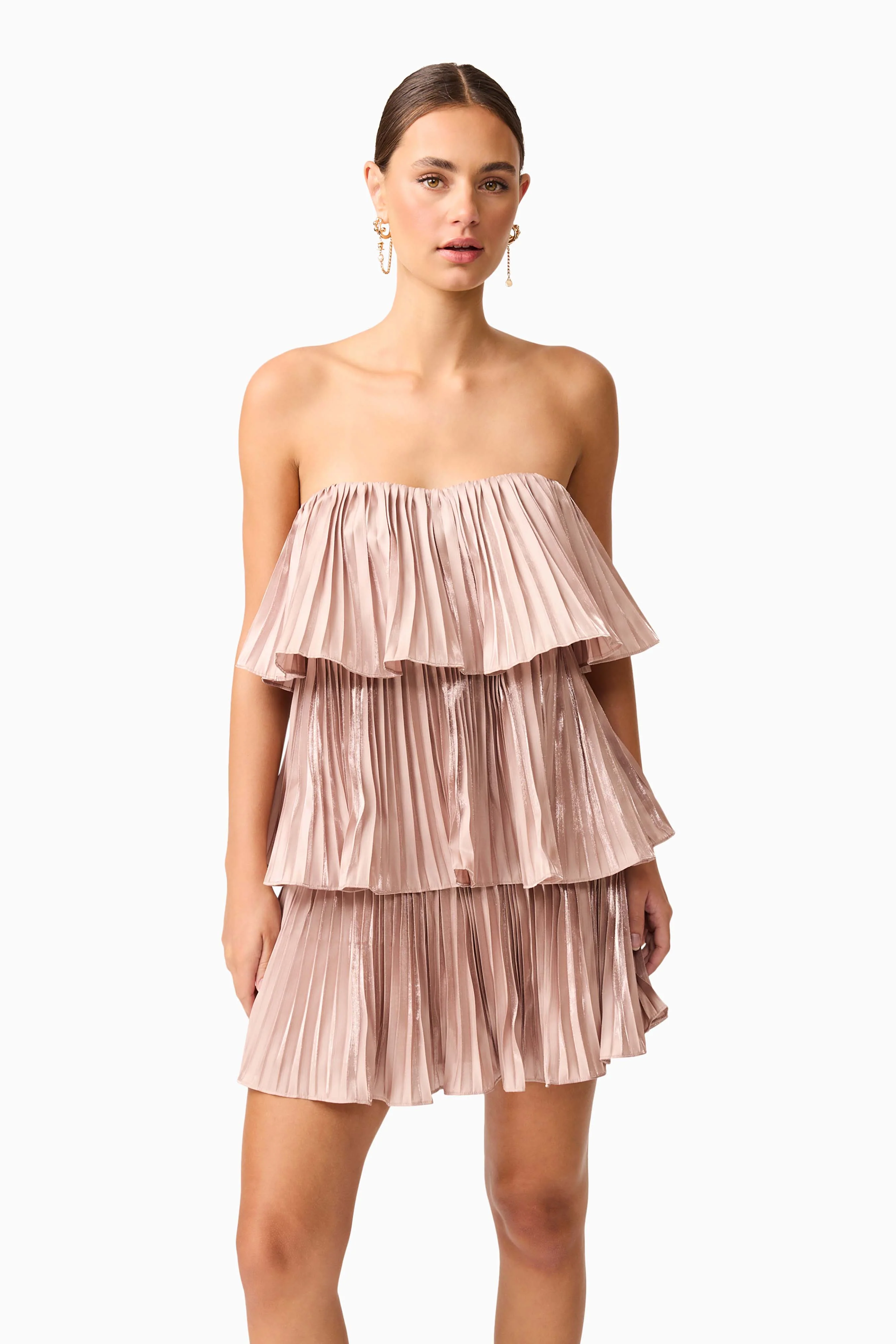 Lison Tiered Strapless Mini Dress in Pink - Image 7
