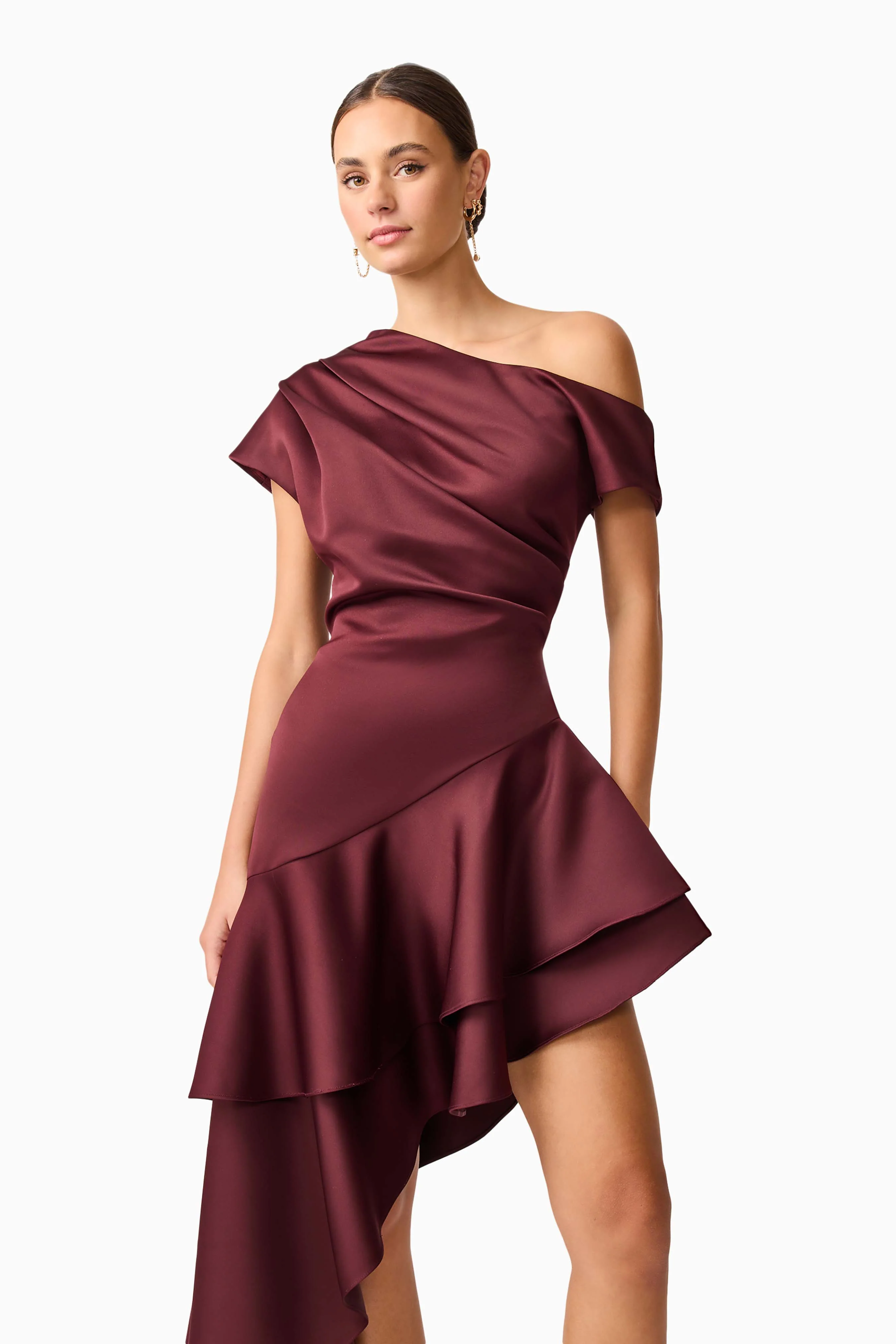 Livia Asymmetrical Gown in Burgundy - Image 2