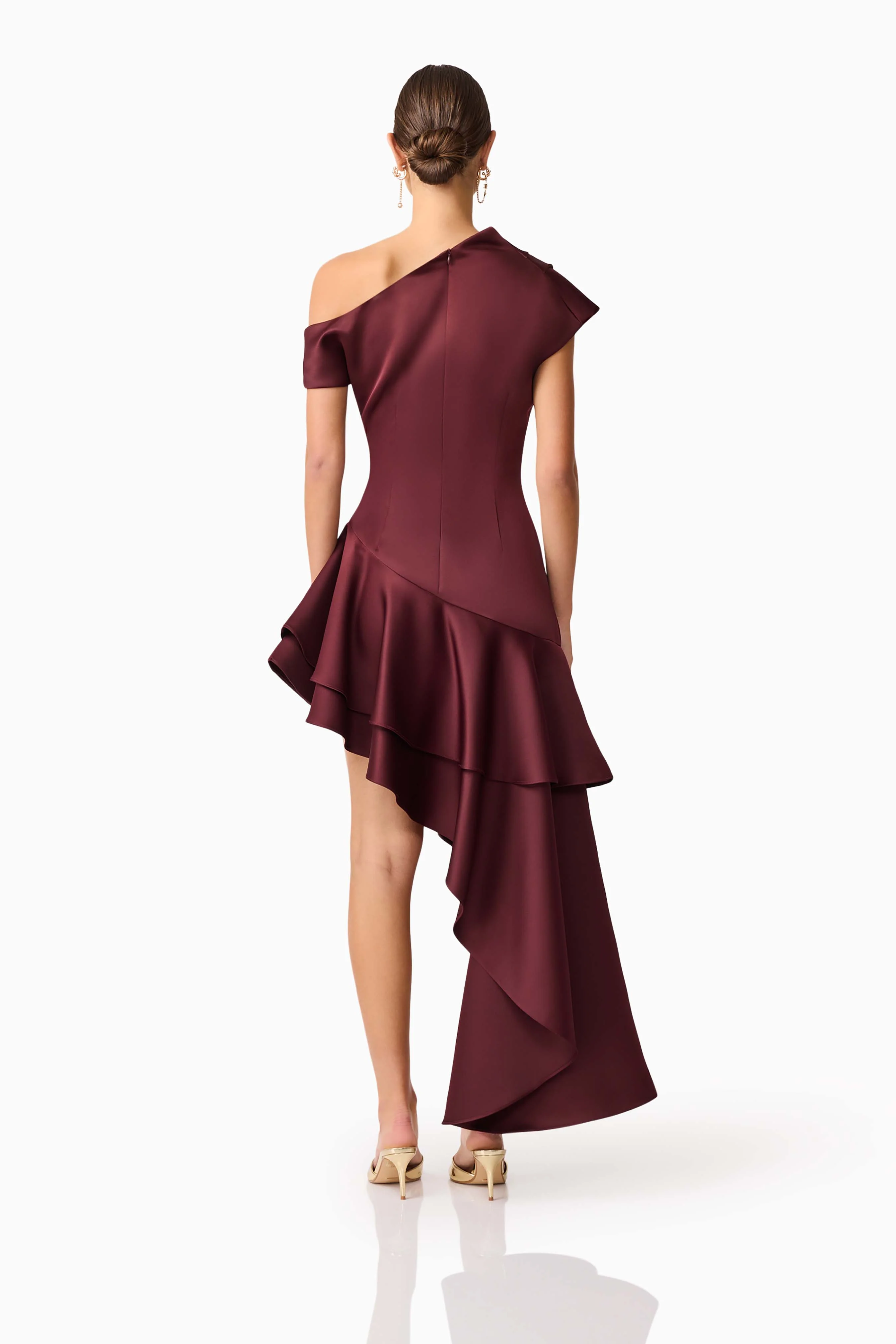 Livia Asymmetrical Gown in Burgundy - Image 5