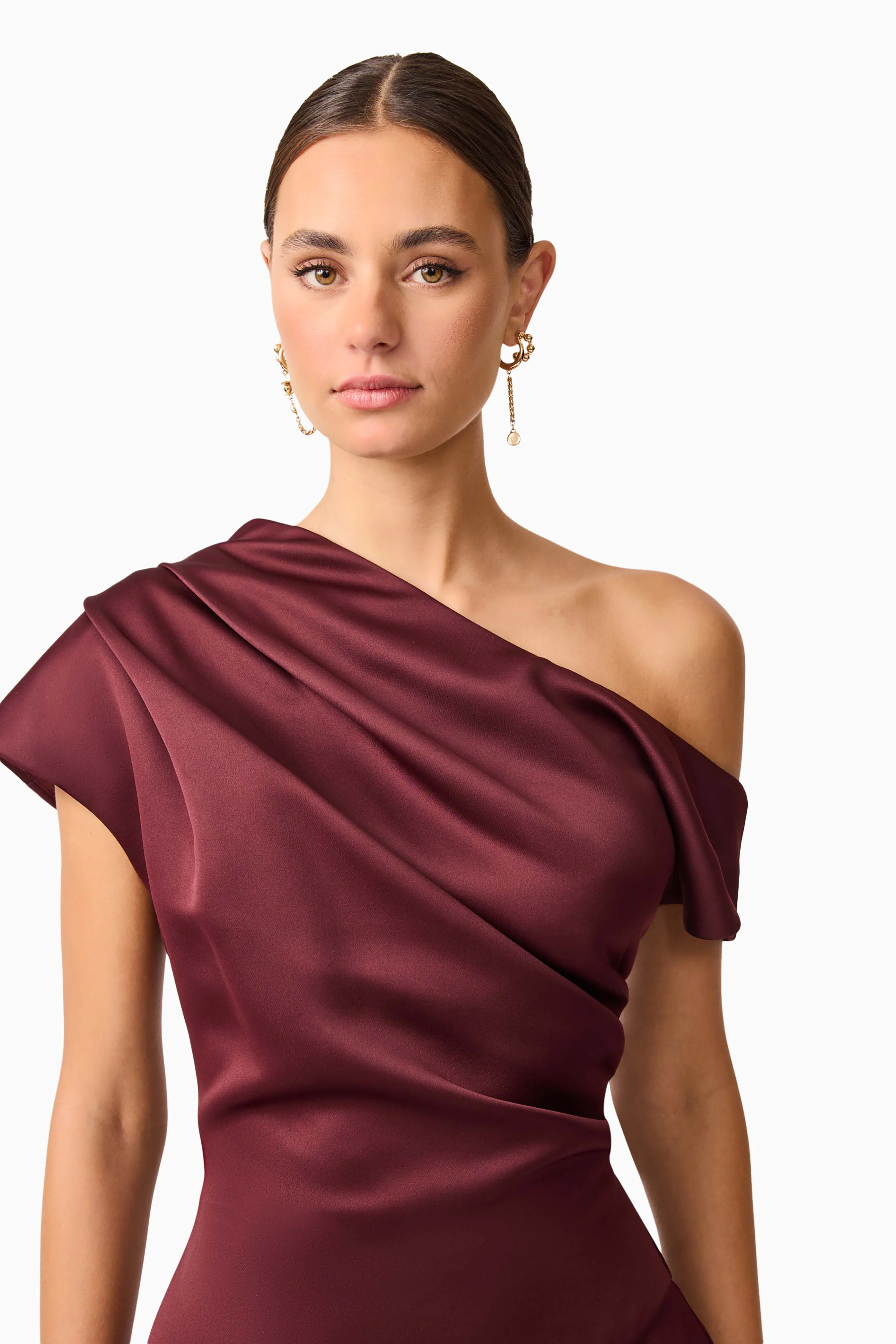 Livia Asymmetrical Gown in Burgundy - Image 6