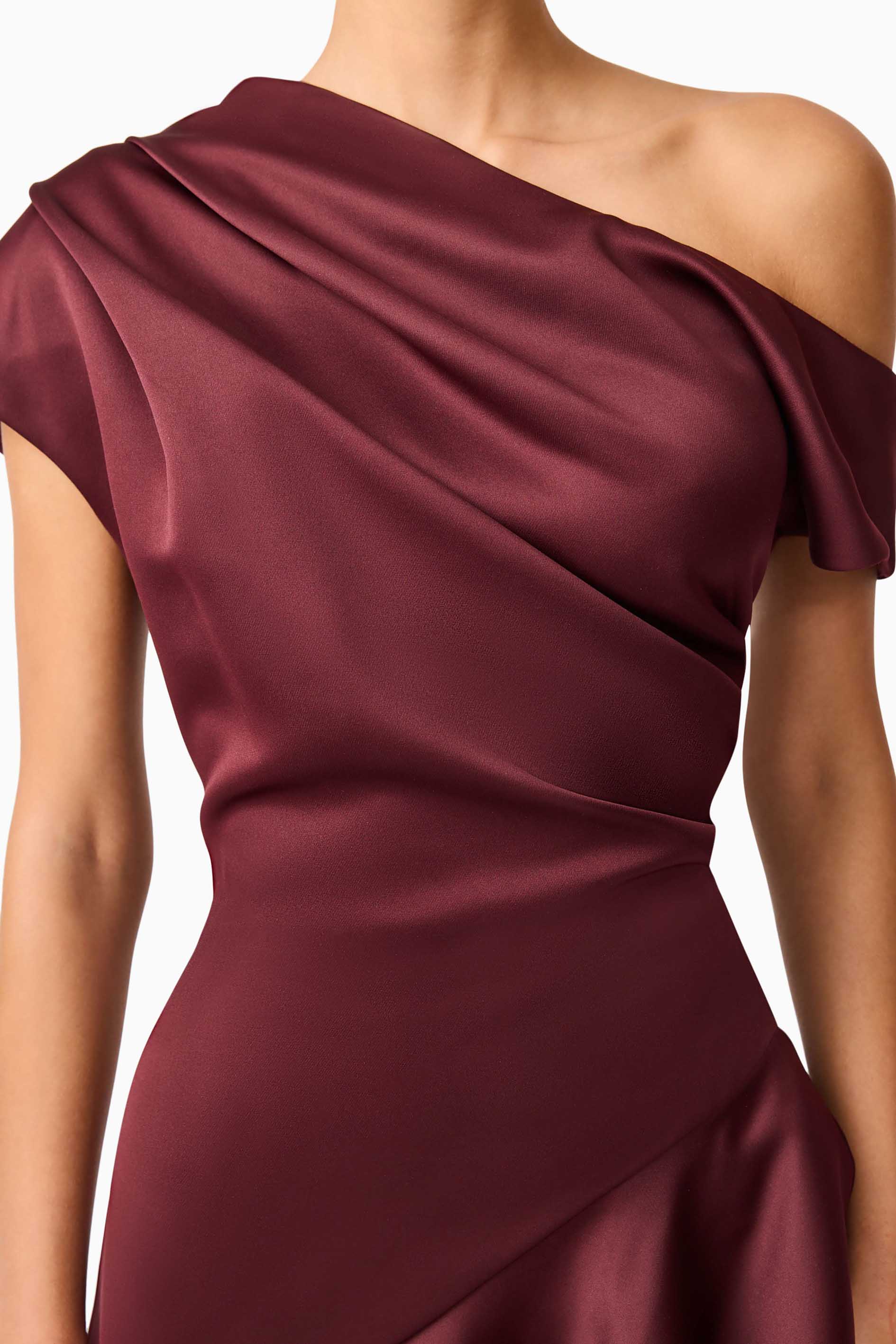 Livia Asymmetrical Gown in Burgundy - Image 7
