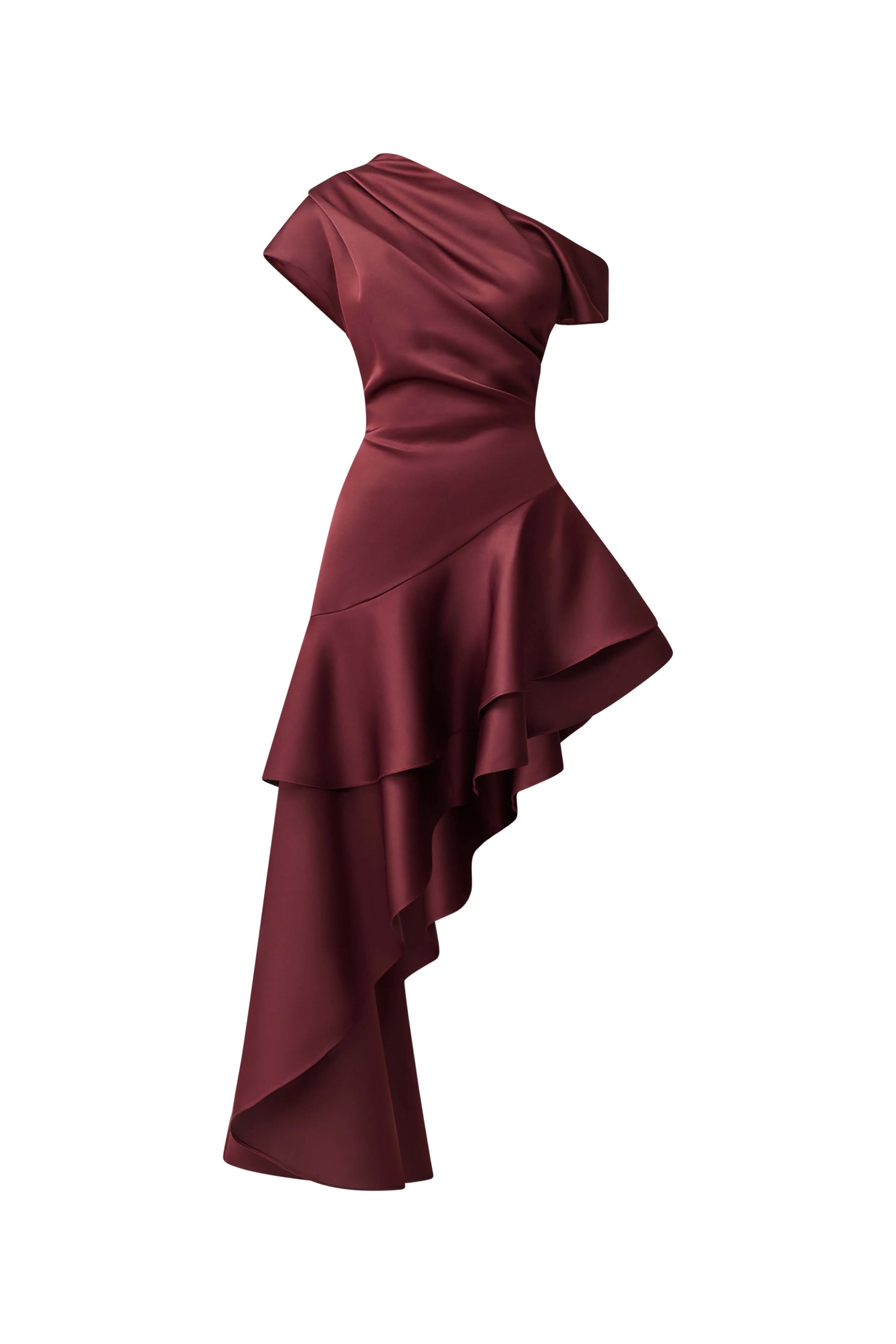 Livia Asymmetrical Gown in Burgundy - Image 8