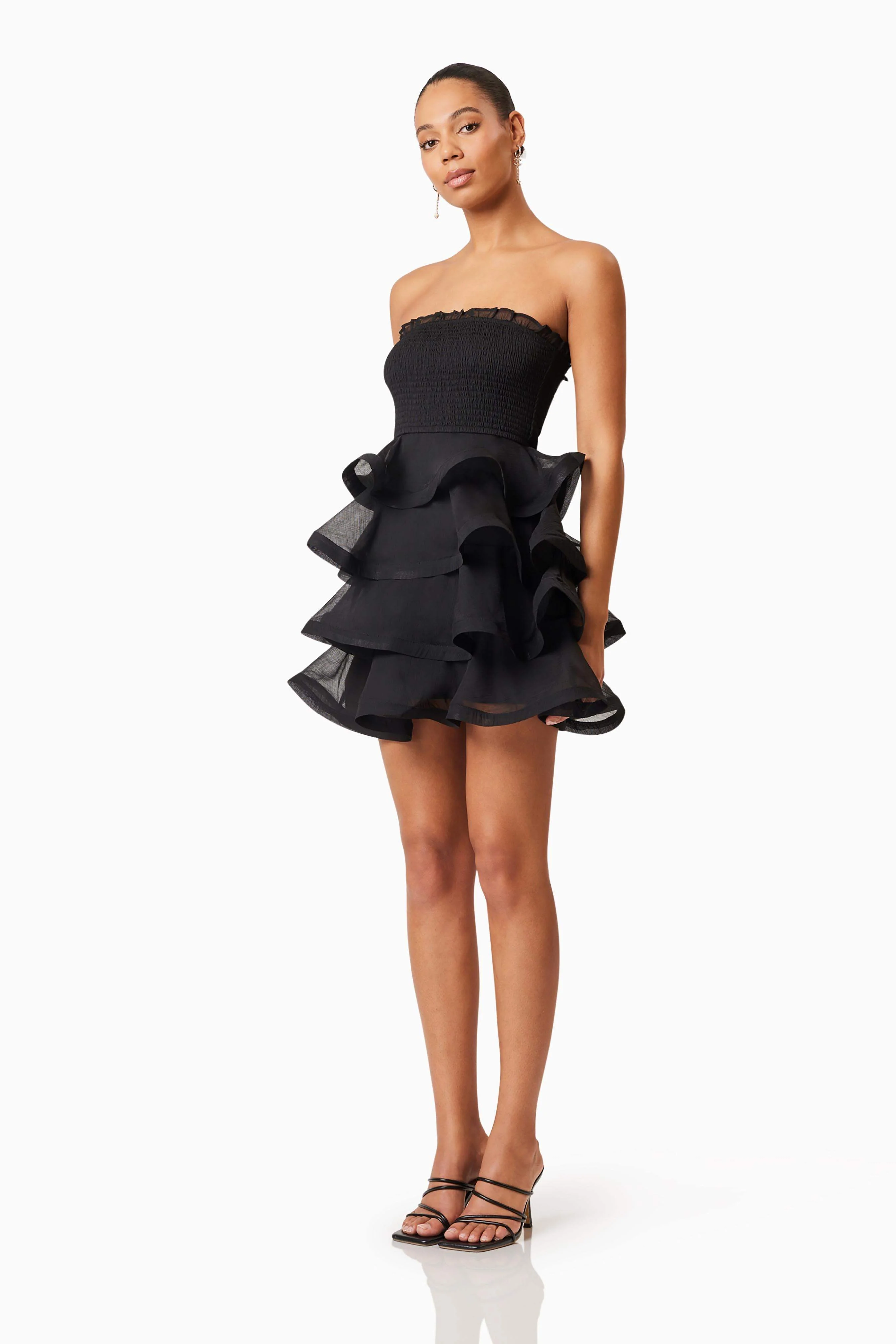 Louise Strapless Mini Dress In Black - Image 4
