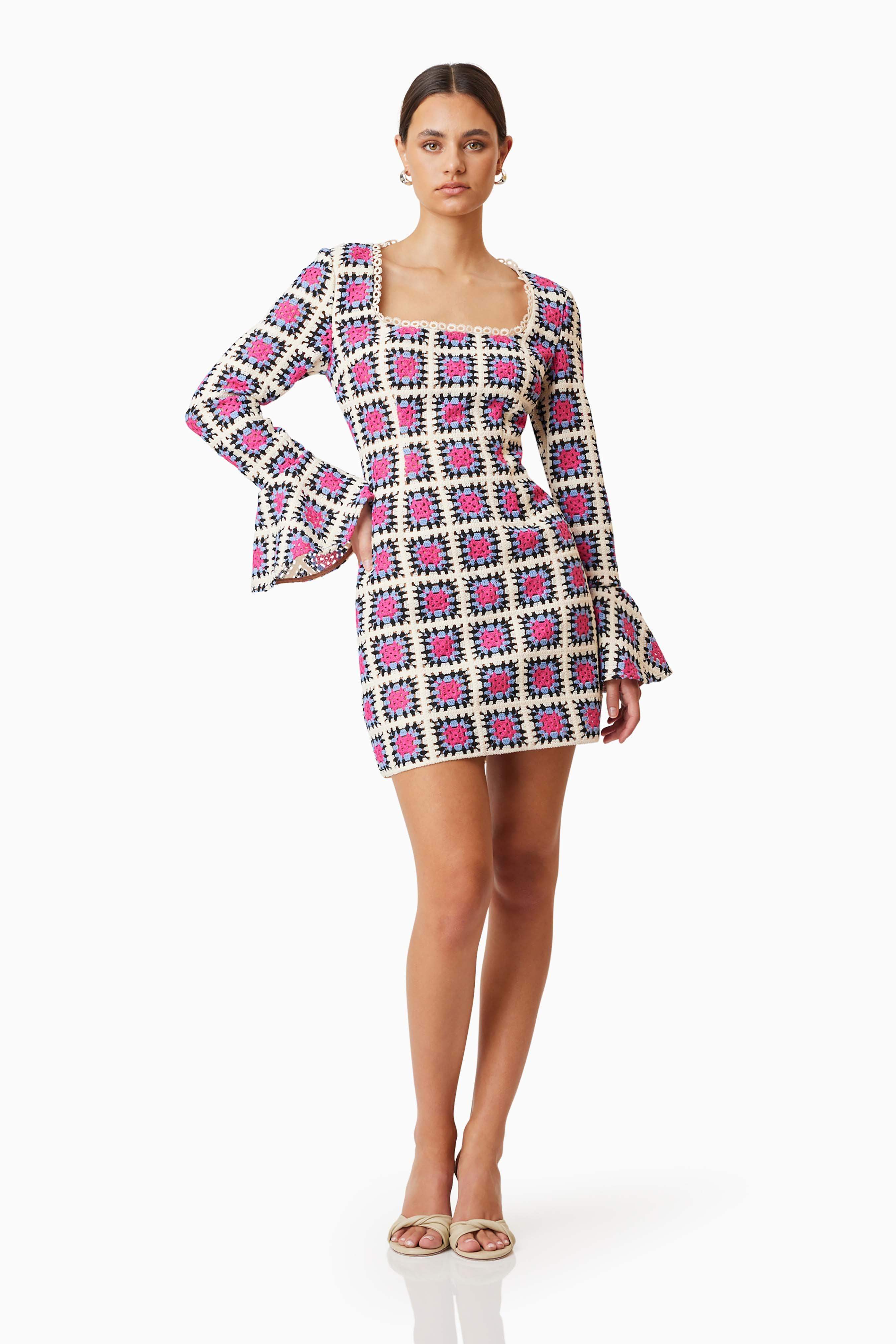Luna Fitted Long Sleeved Mini Dress In Pink - Image 4