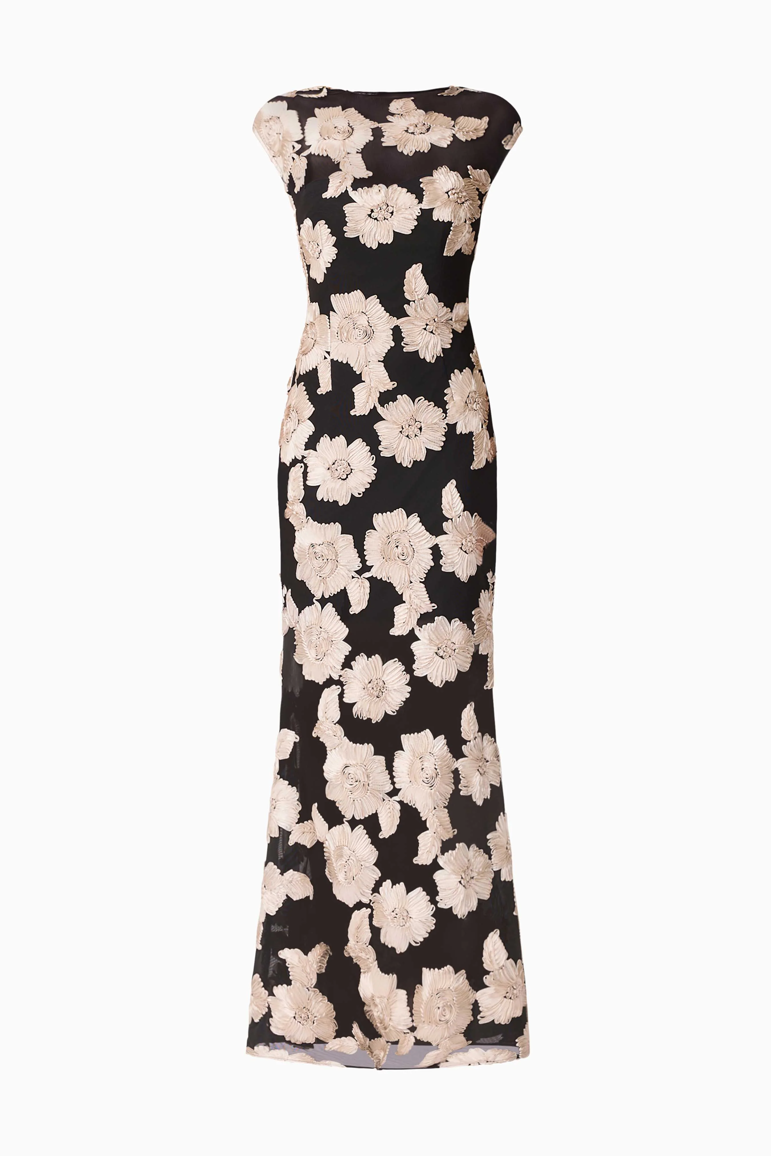Margaux Fit & Flare Gown in Black & Gold Floral - Image 7