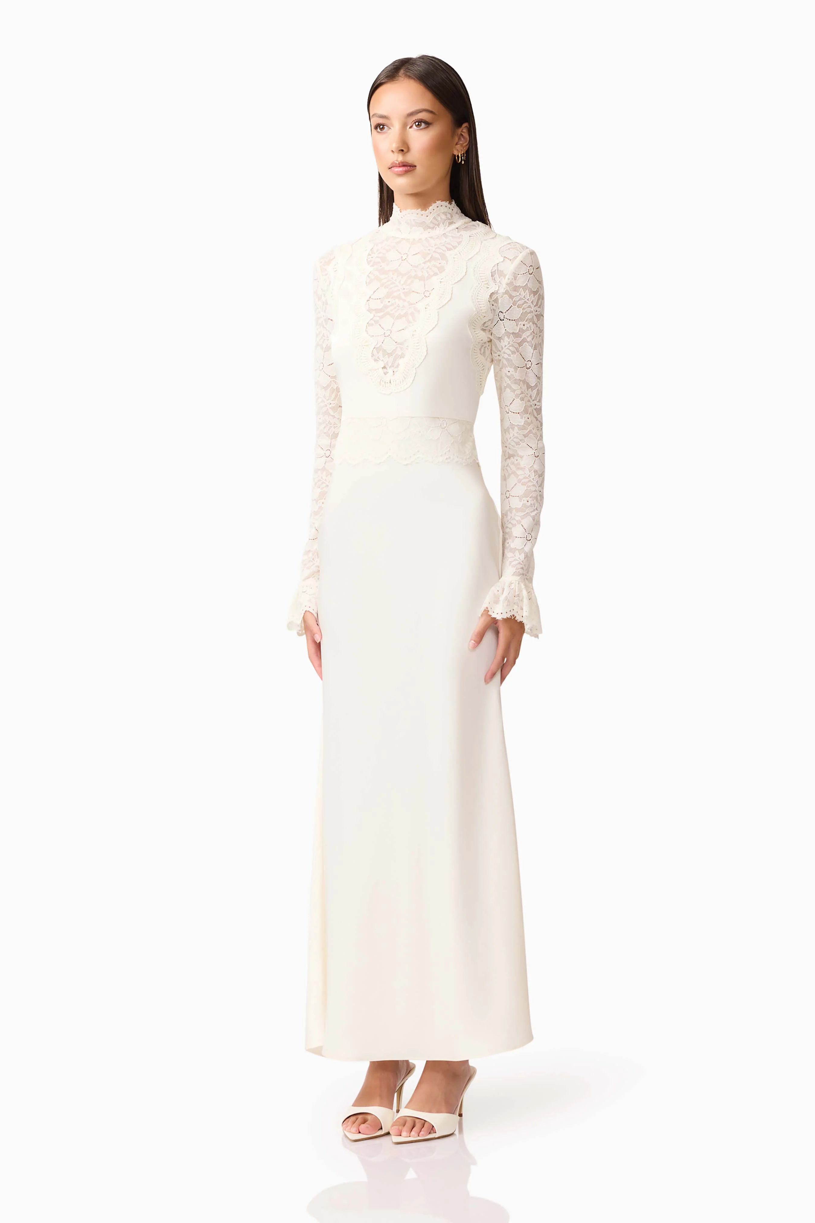 Margot Long Sleeve Gown in White - Image 3