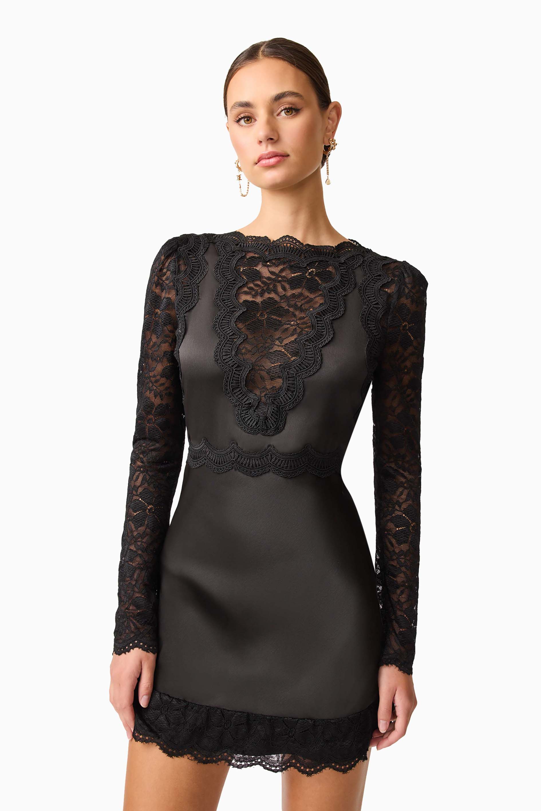 Margot Long Sleeve Mini Dress in Black - Image 2