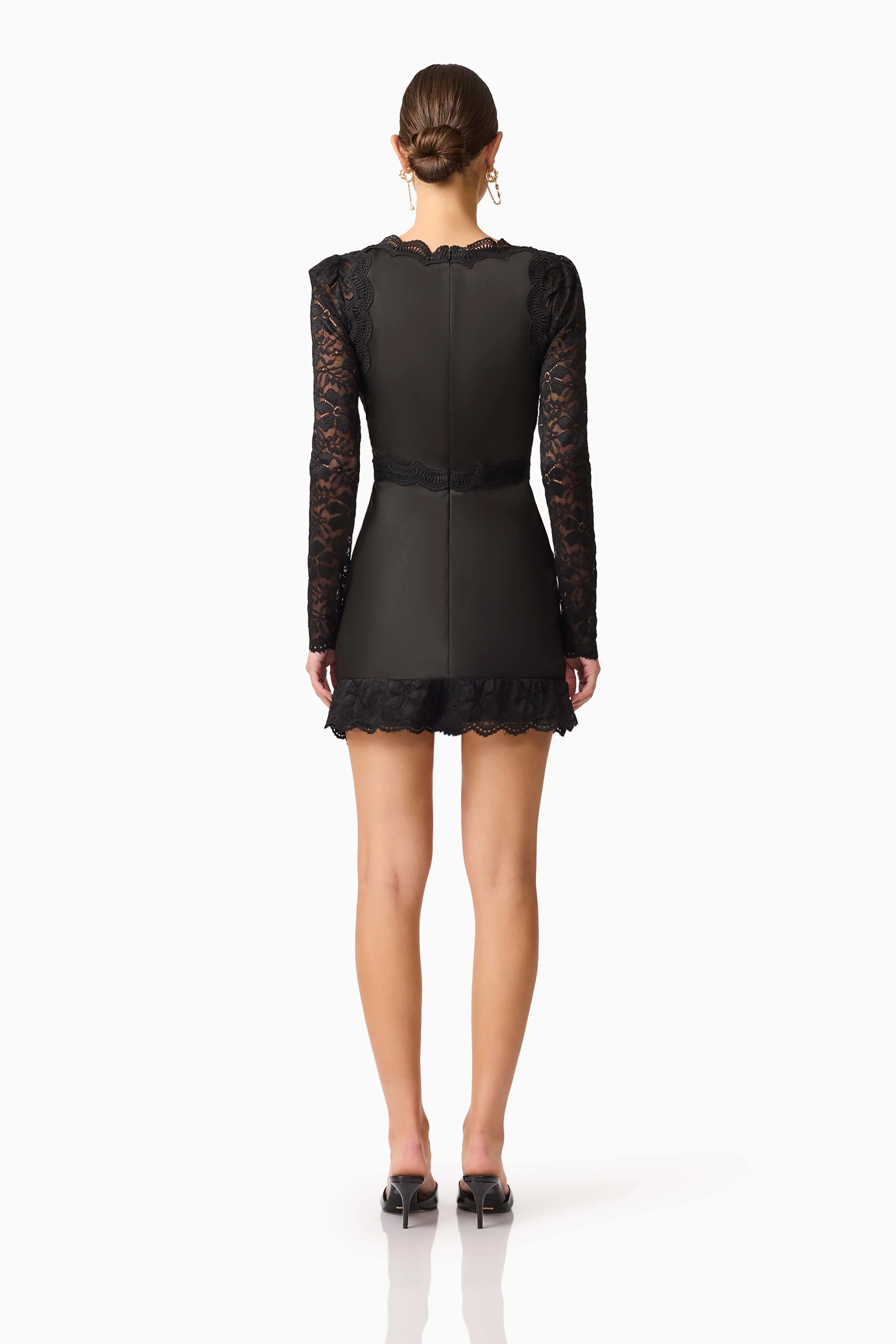 Margot Long Sleeve Mini Dress in Black - Image 5