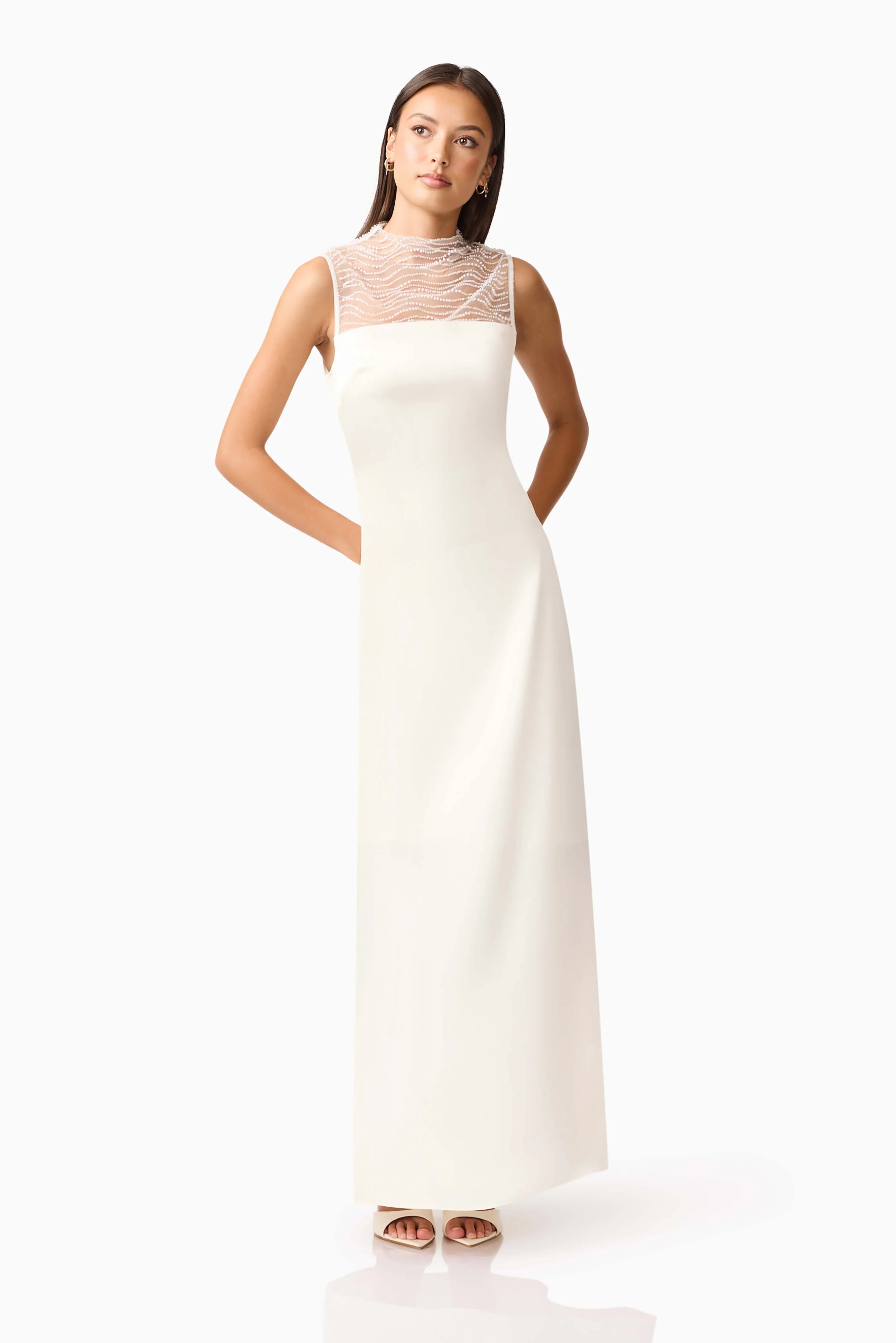 Margot Satin Gown in White - Image 5