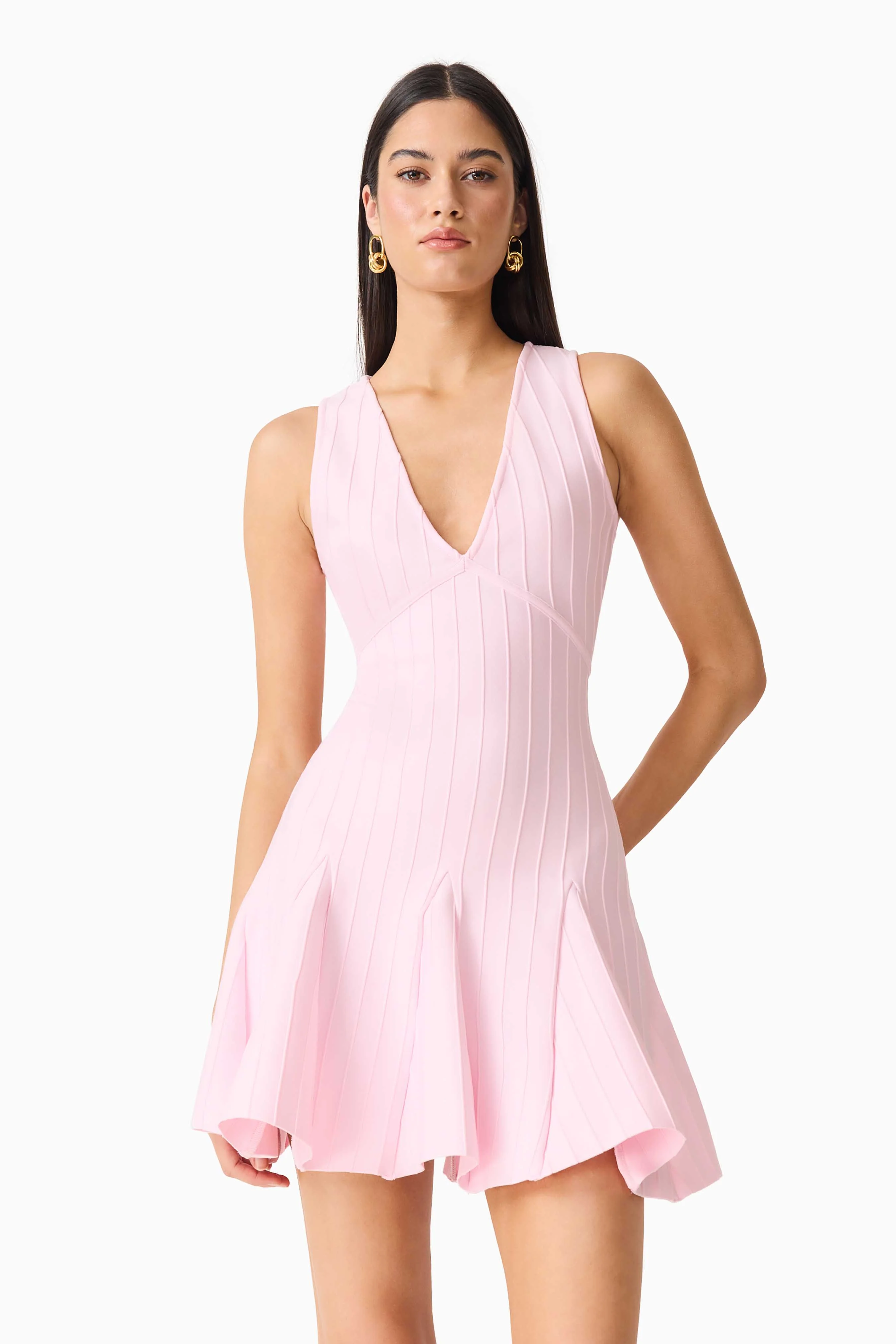 Marla V-Neck Mini Dress in Pink - Image 4