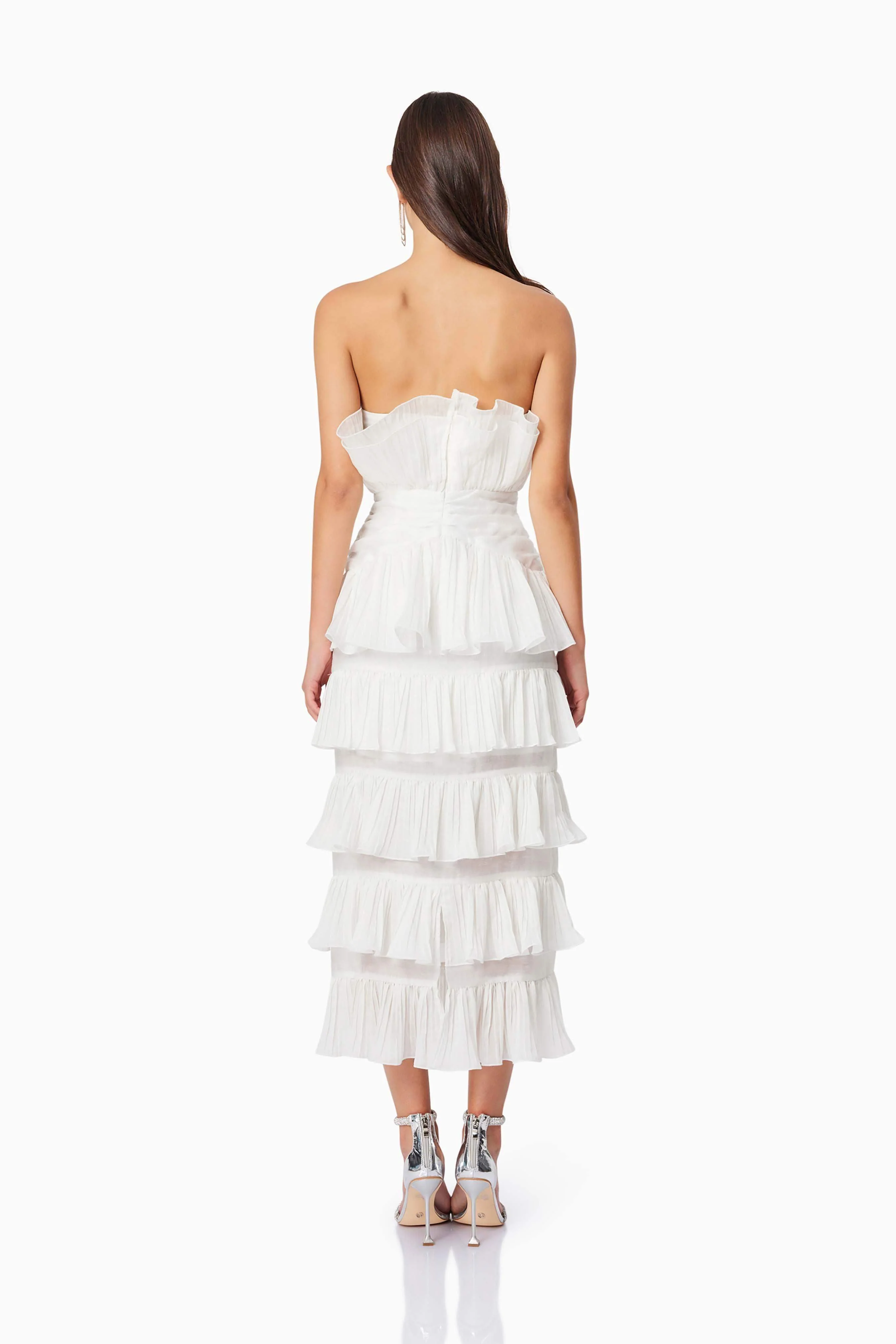 Maya Pleated Midi Dress in White - Image 5