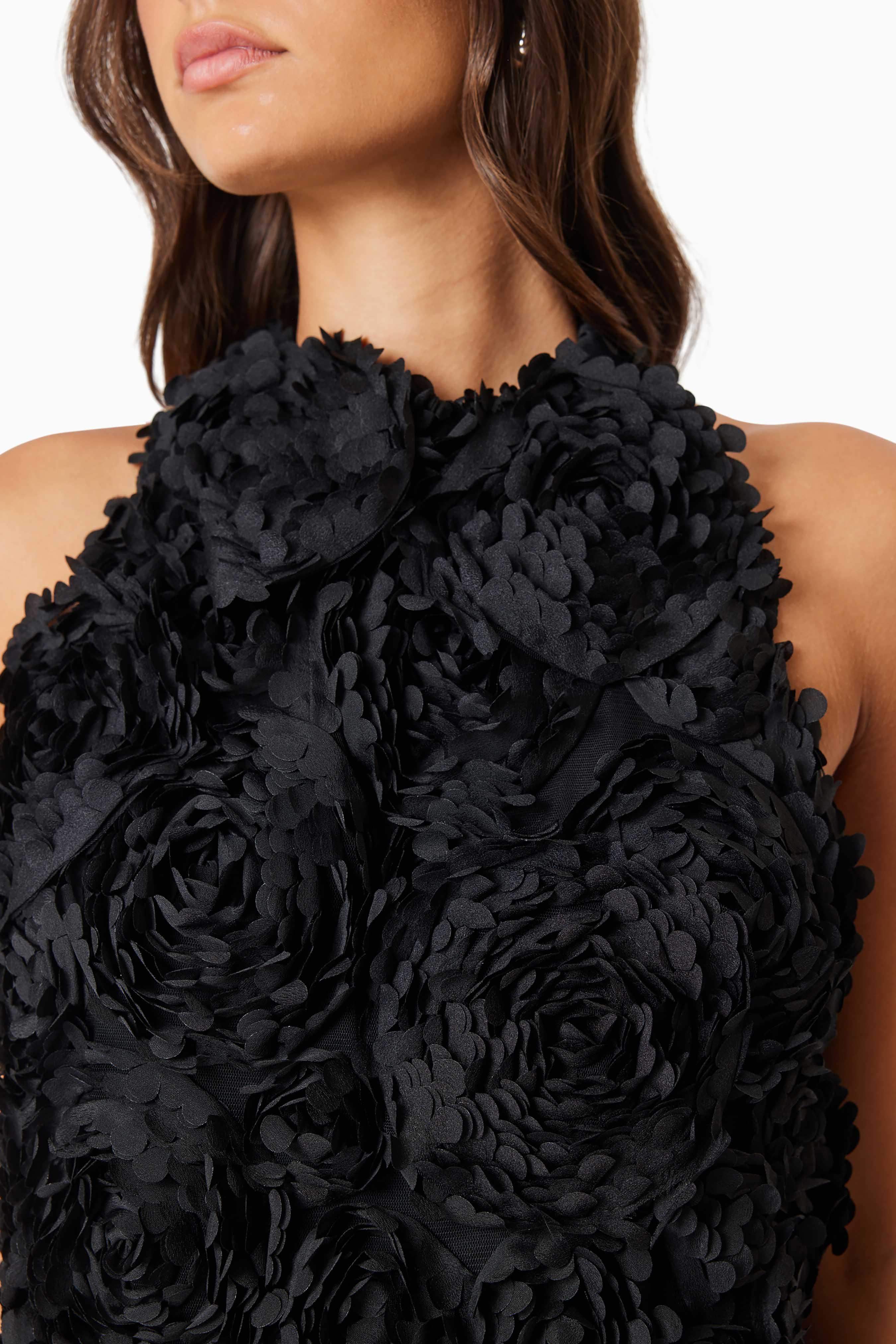 Megan Halter Neck Mini Dress In Black - Image 6