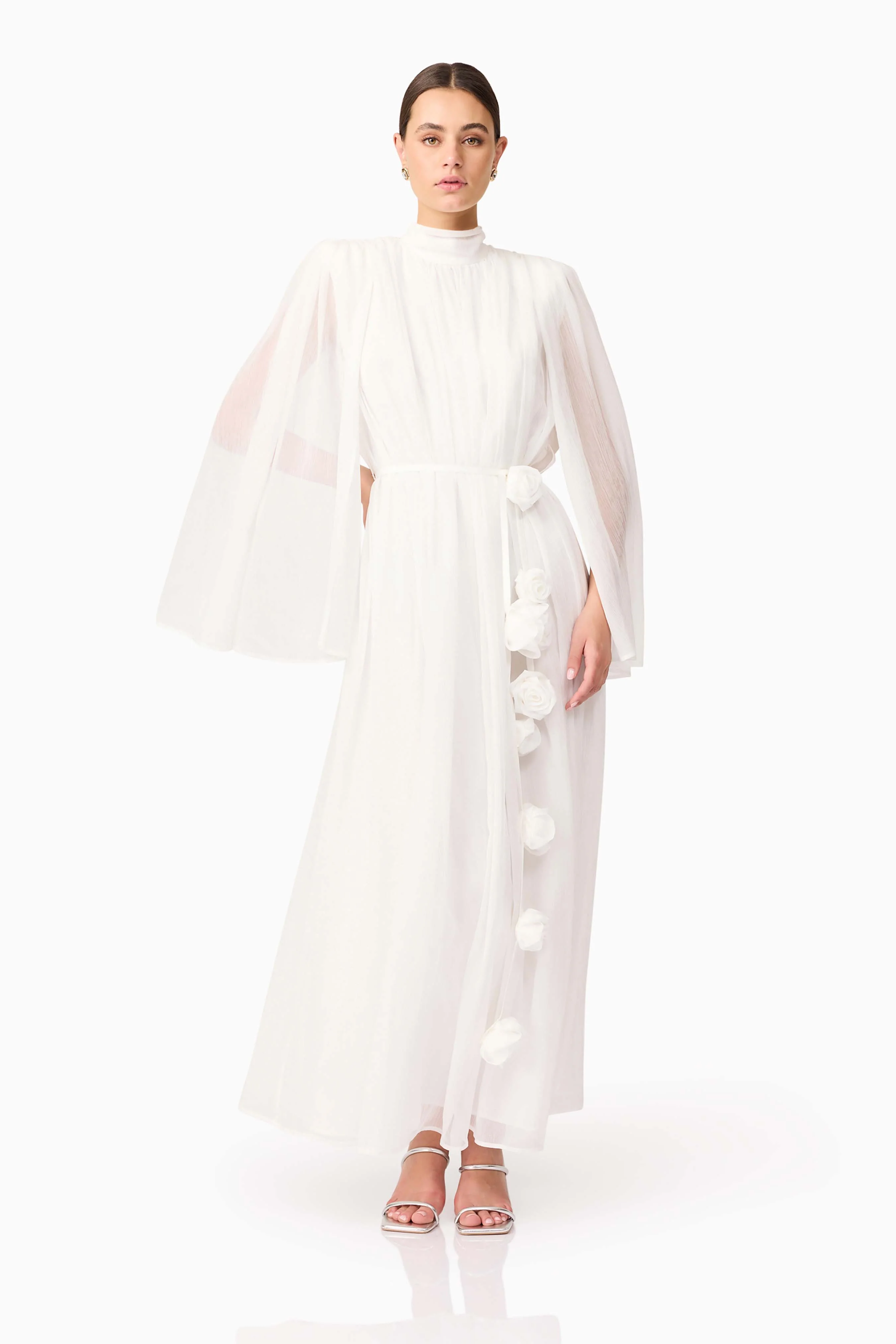 Melissa Long Sleeve Gown in White - Image 3