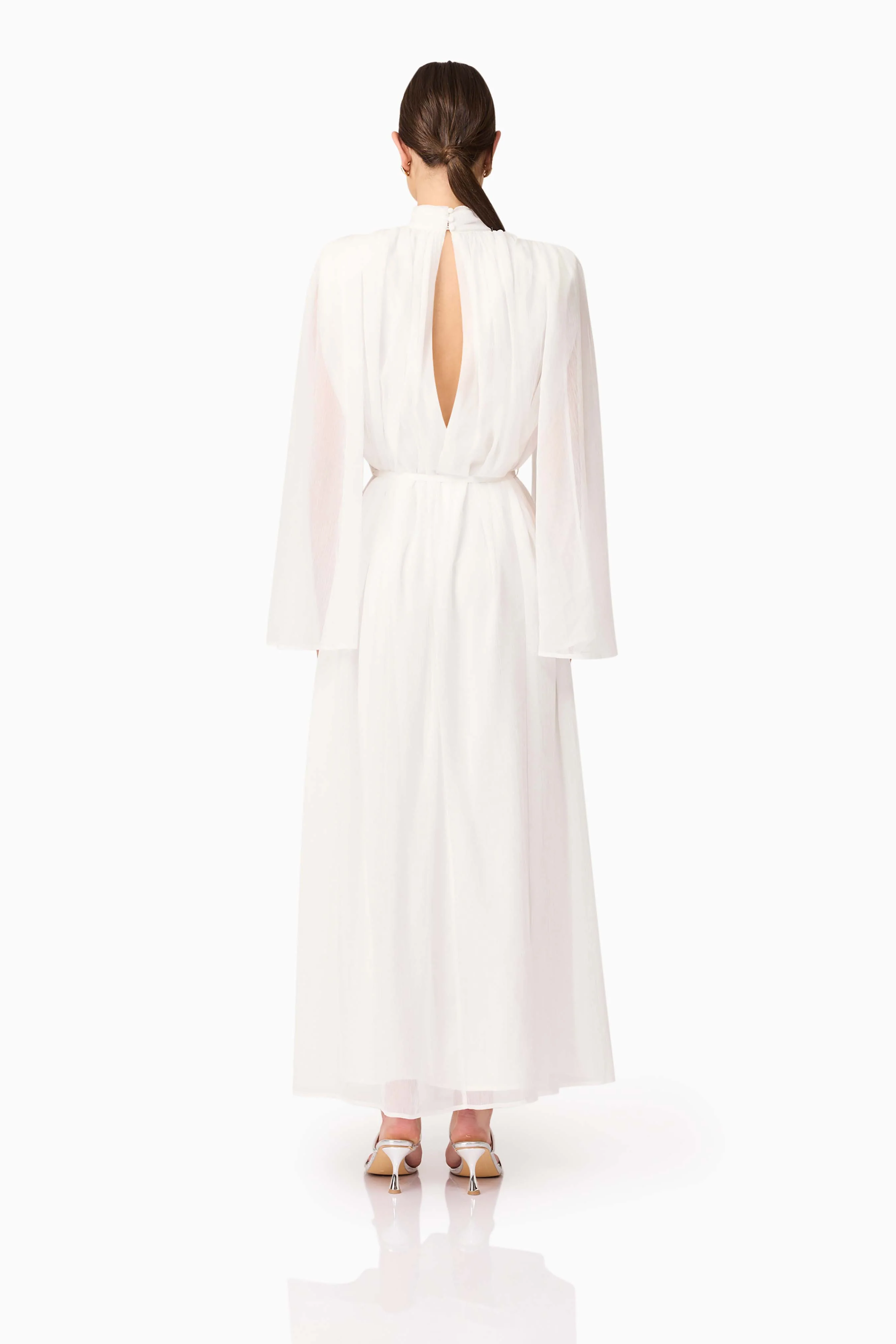 Melissa Long Sleeve Gown in White - Image 4