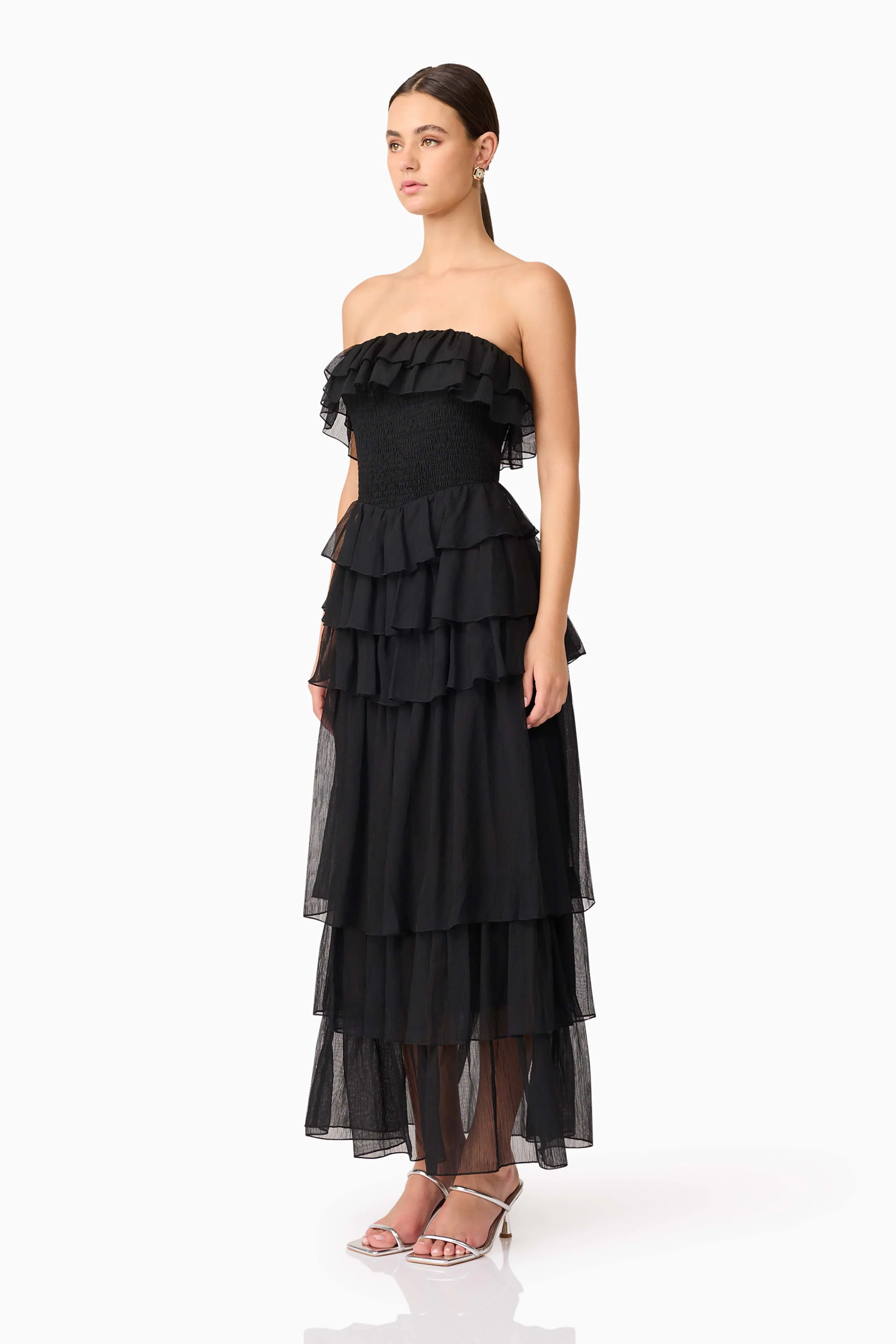 Melissa Strapless Maxi Dress in Black - Image 3
