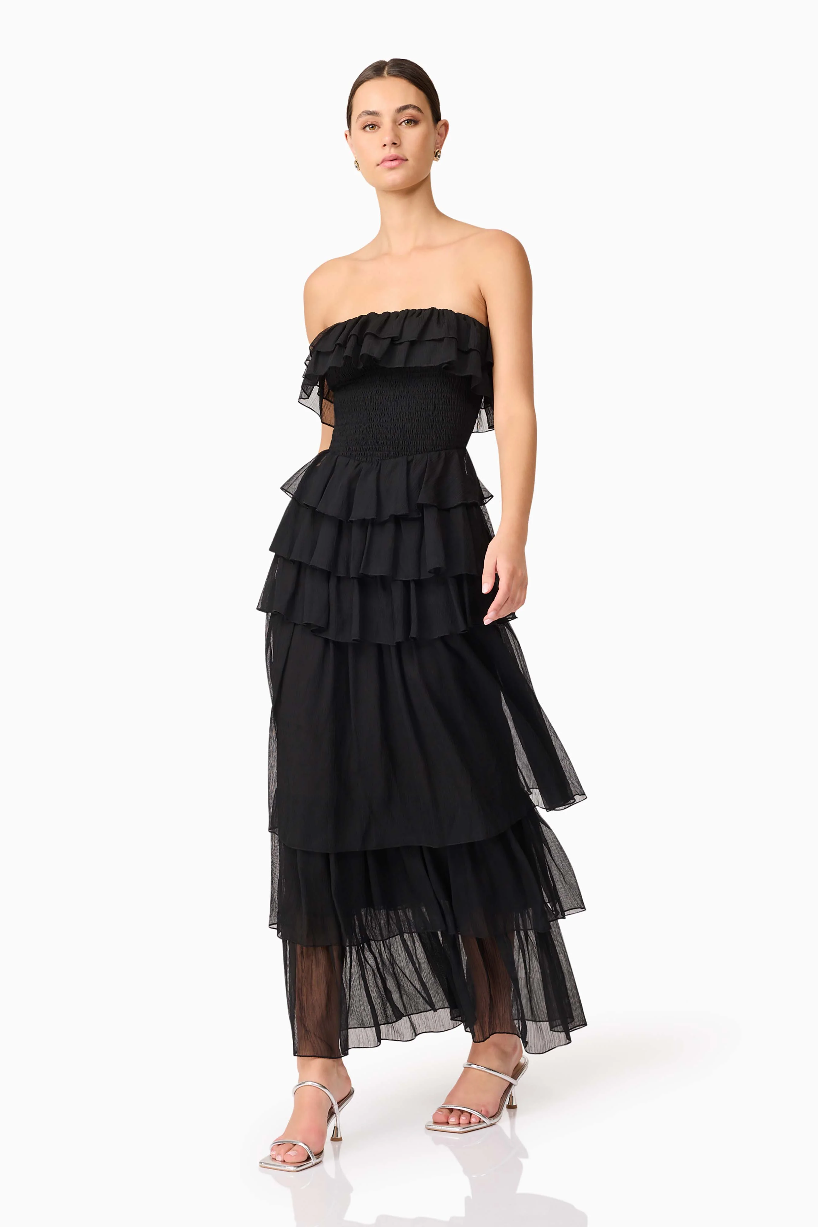 Melissa Strapless Maxi Dress in Black - Image 4