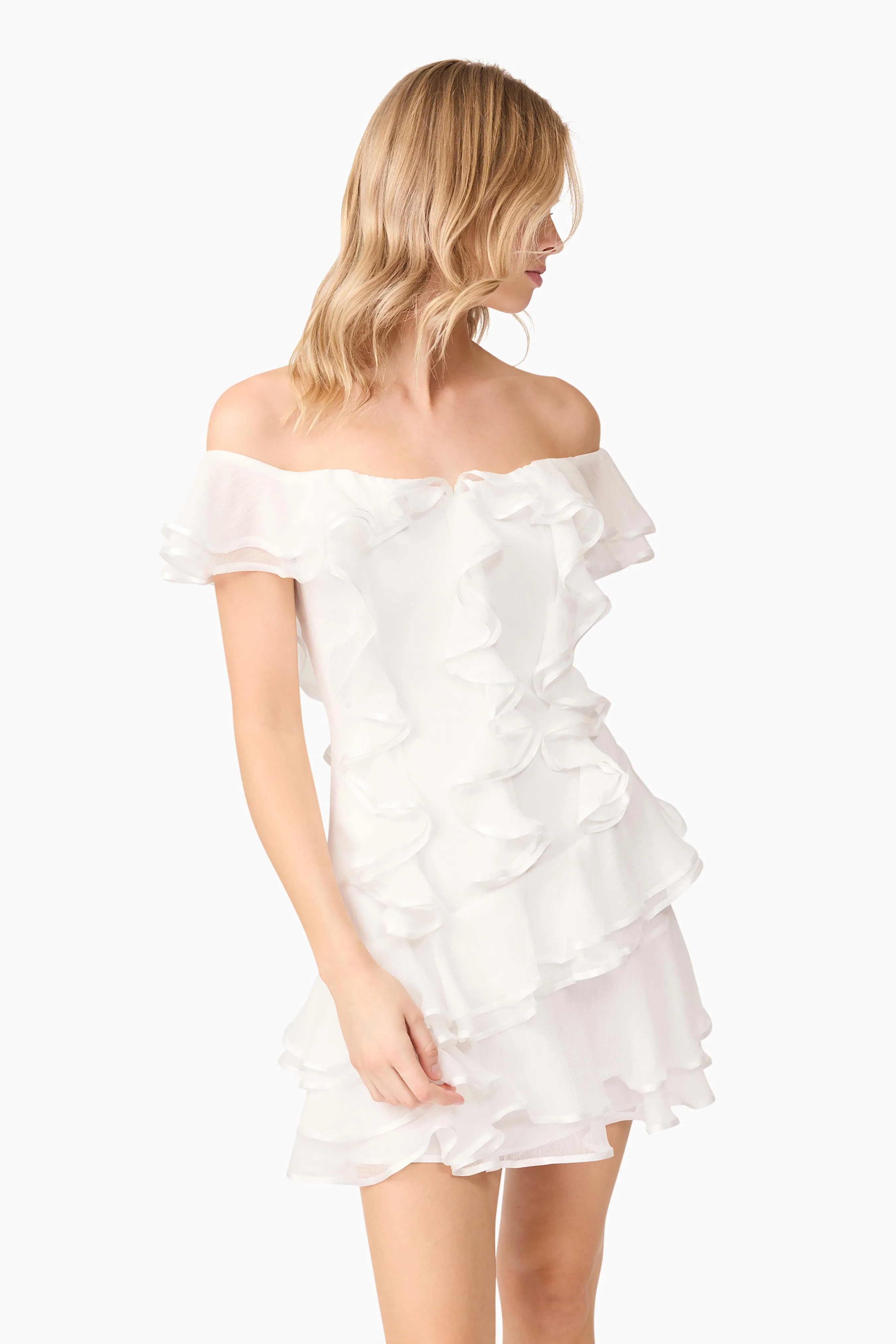 Melissa Tiered Mini Dress in White - Image 6