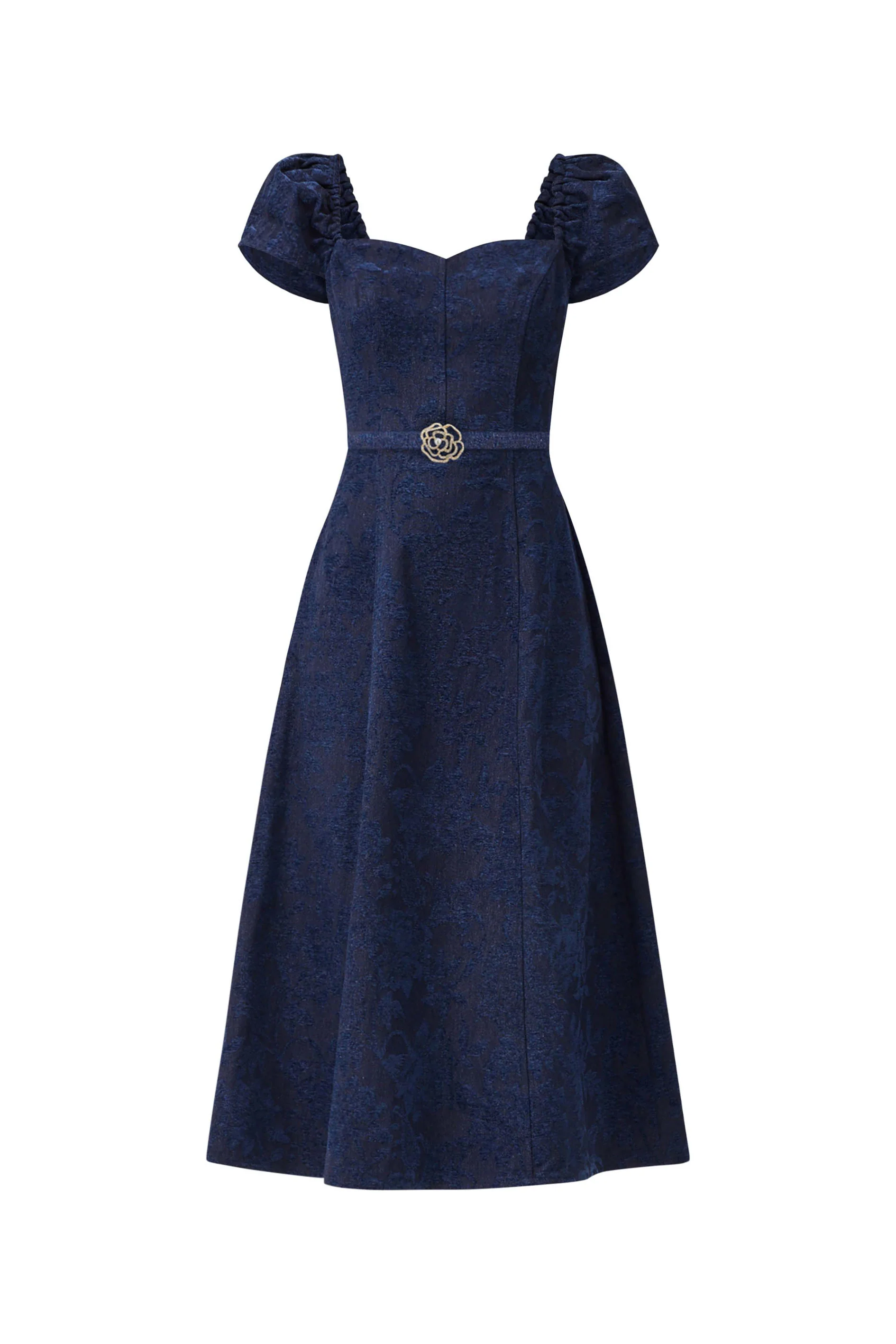 Melody Jacquard Short Sleeve Midi Dress in Blue - Image 8