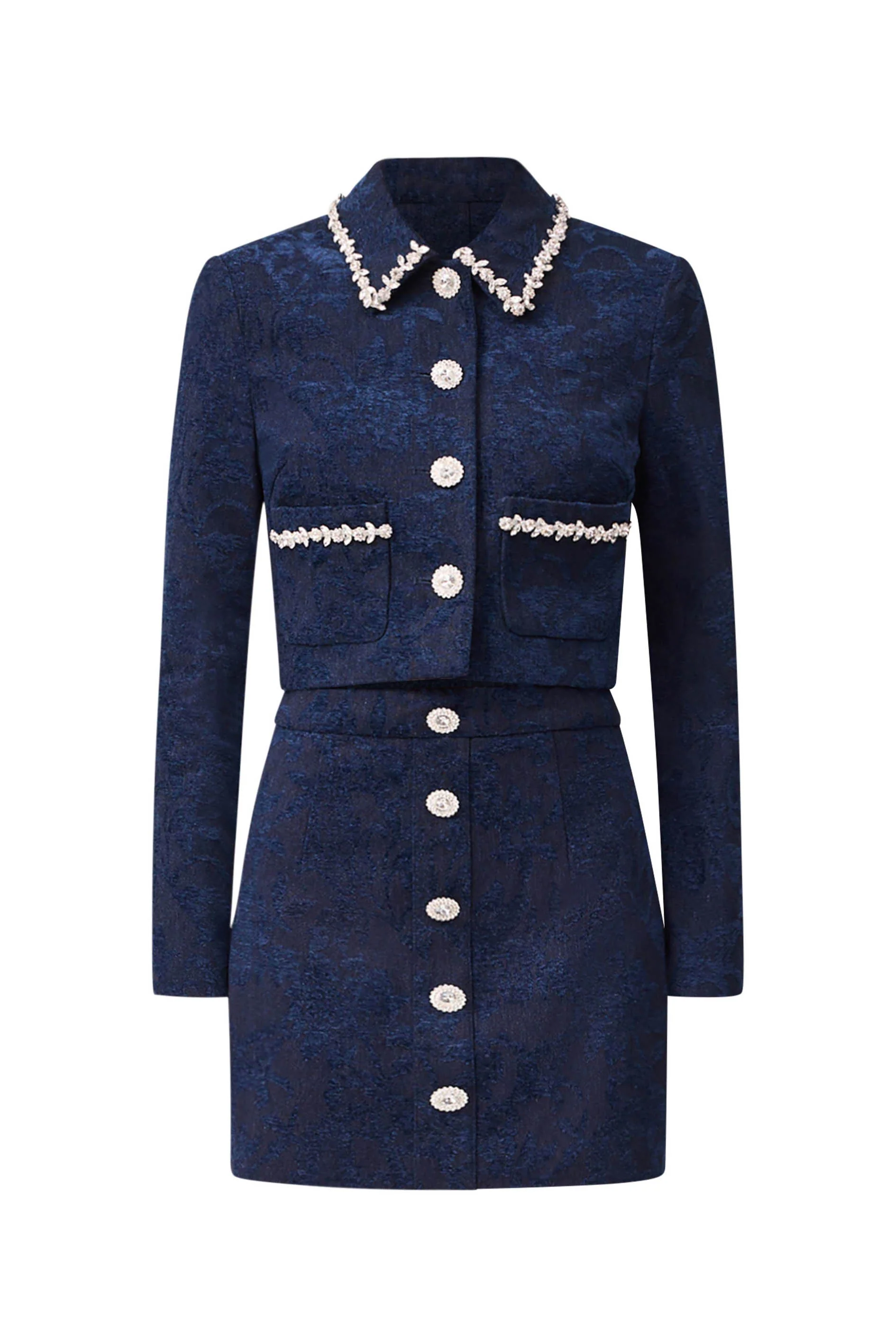 Melody Jacquard Top & Skirt Set in Blue - Image 9