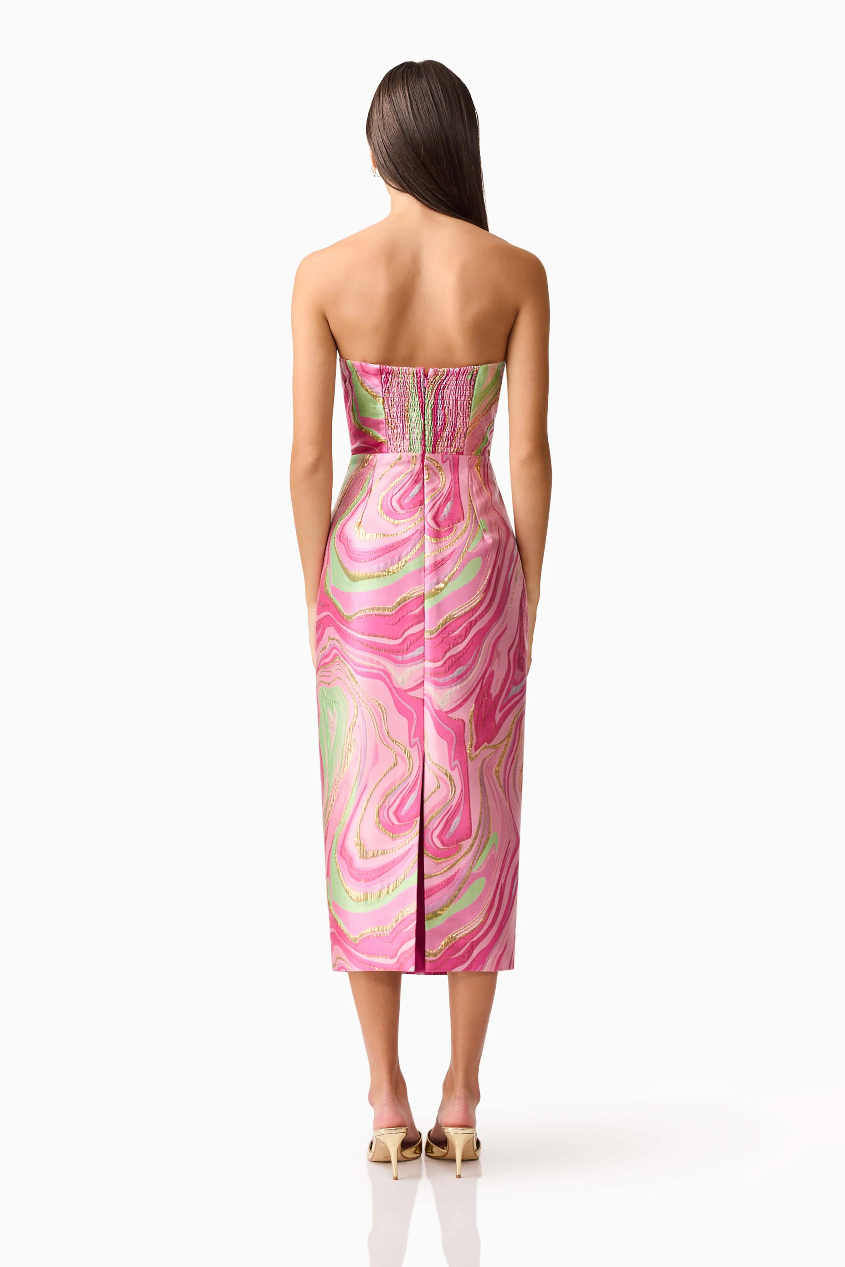 Mirella Strapless Midi Dress in Pink - Image 5