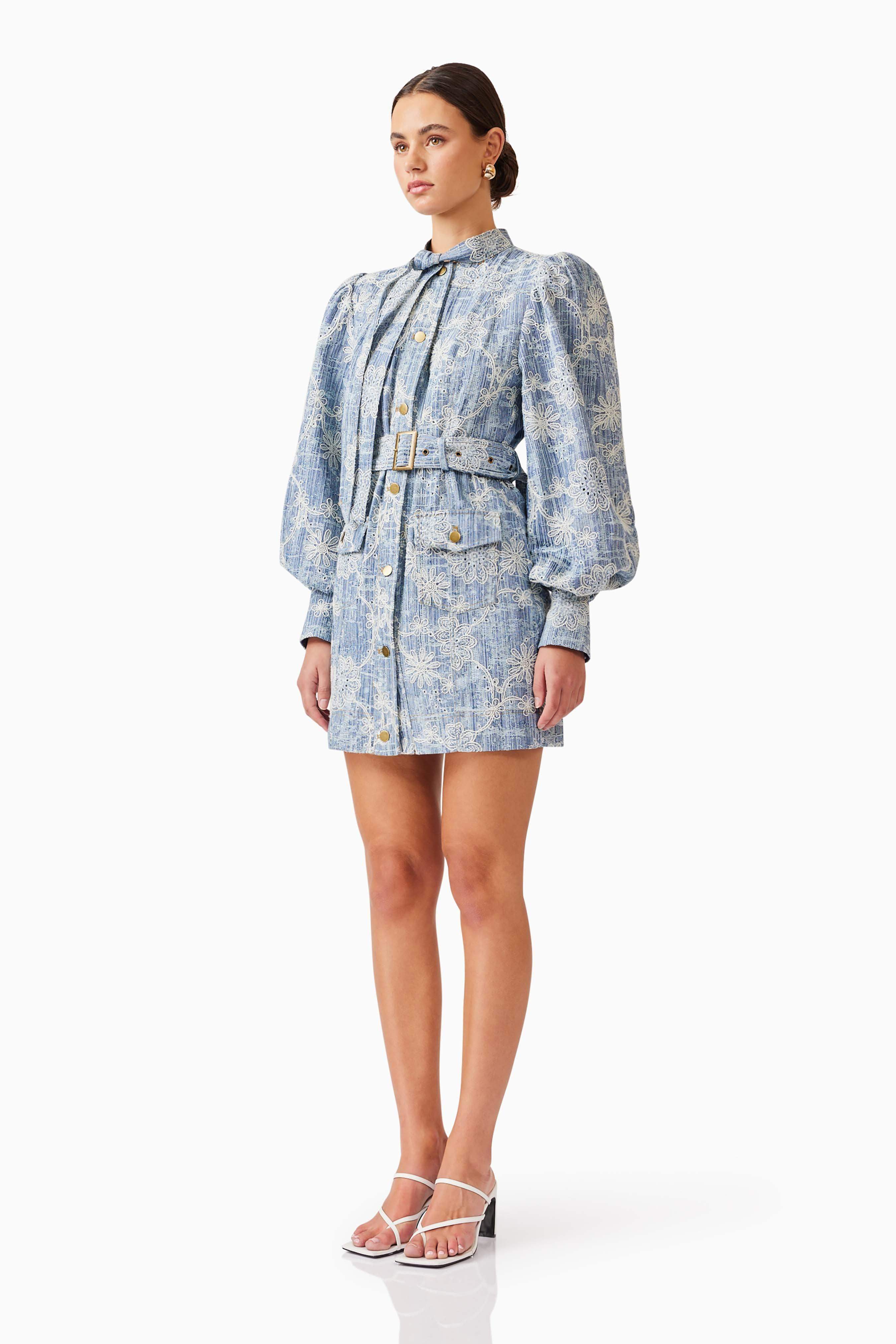 Monica Denim Long Sleeve Mini Dress - Image 3