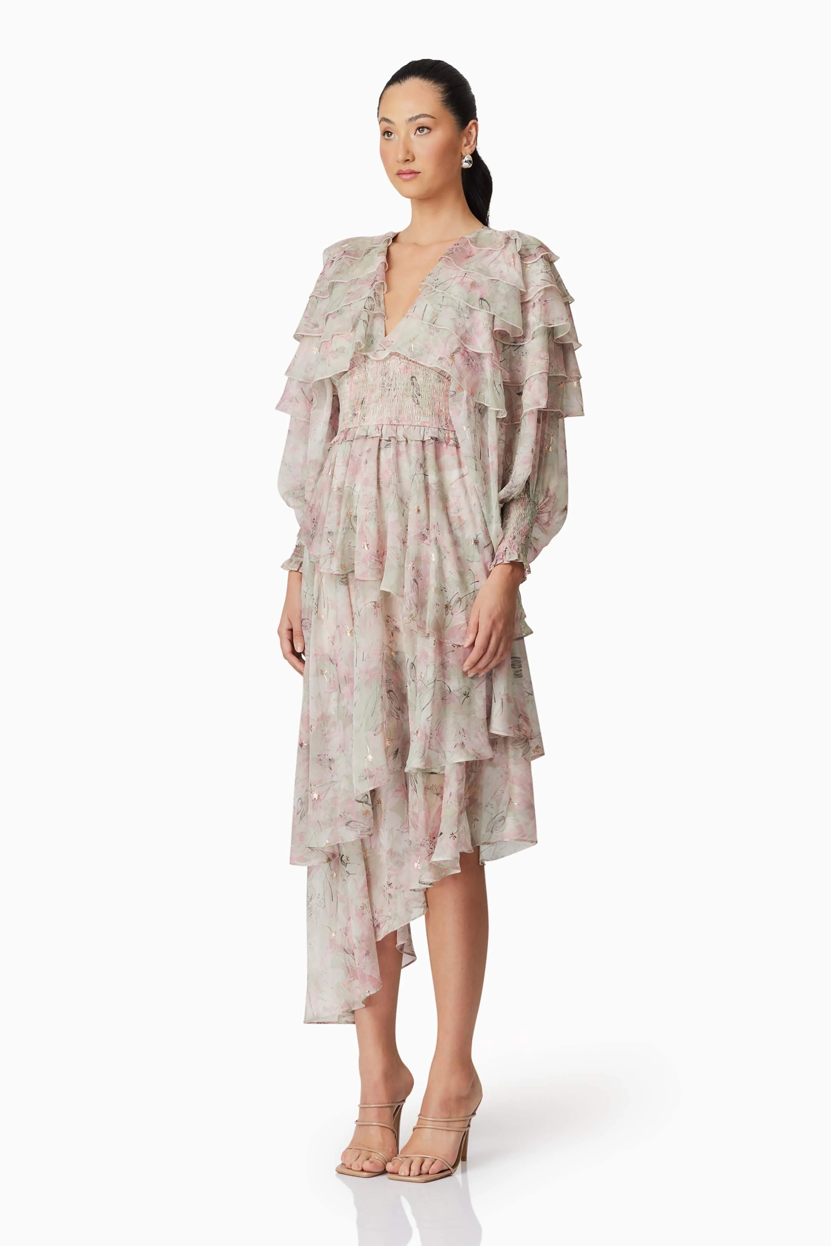 Monica Long Sleeve Midi Dress in Floral - Image 3