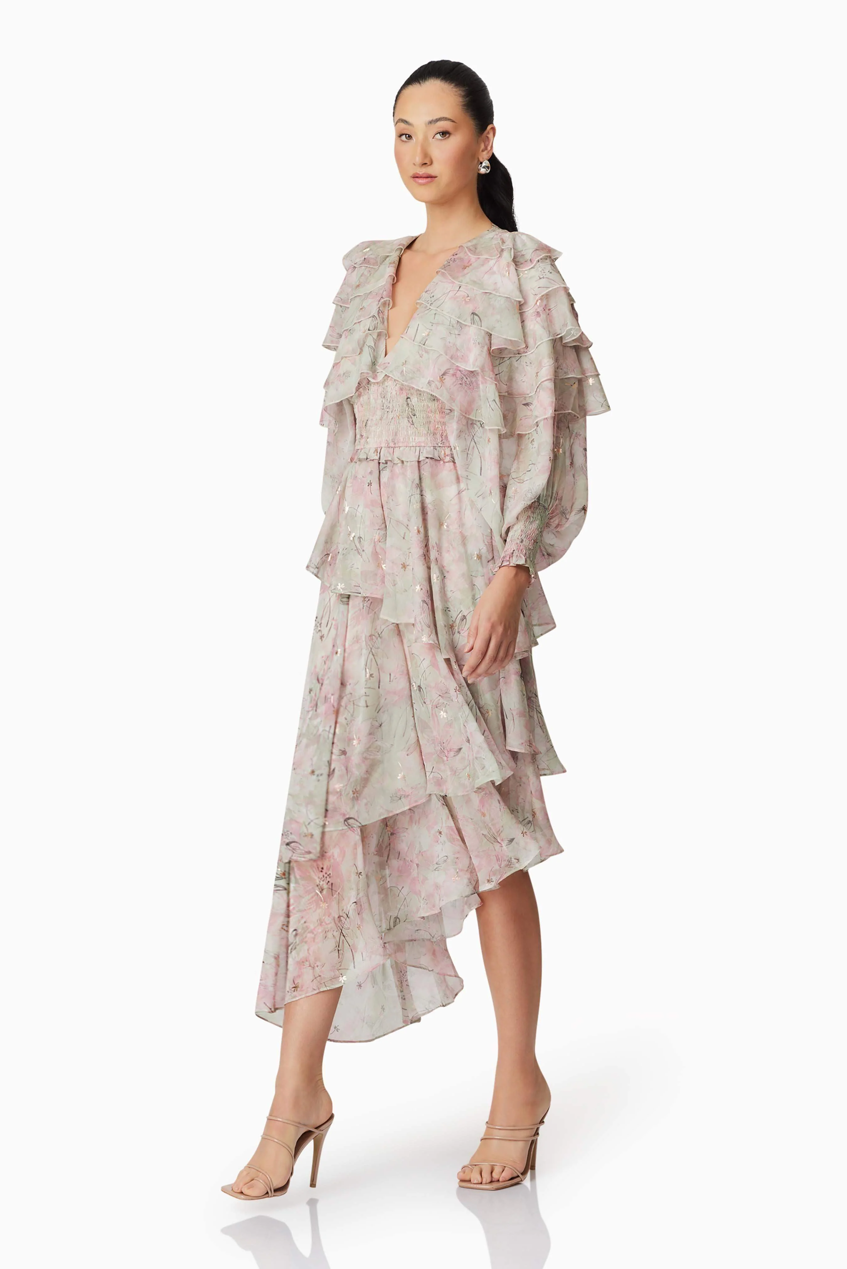 Monica Long Sleeve Midi Dress in Floral - Image 4