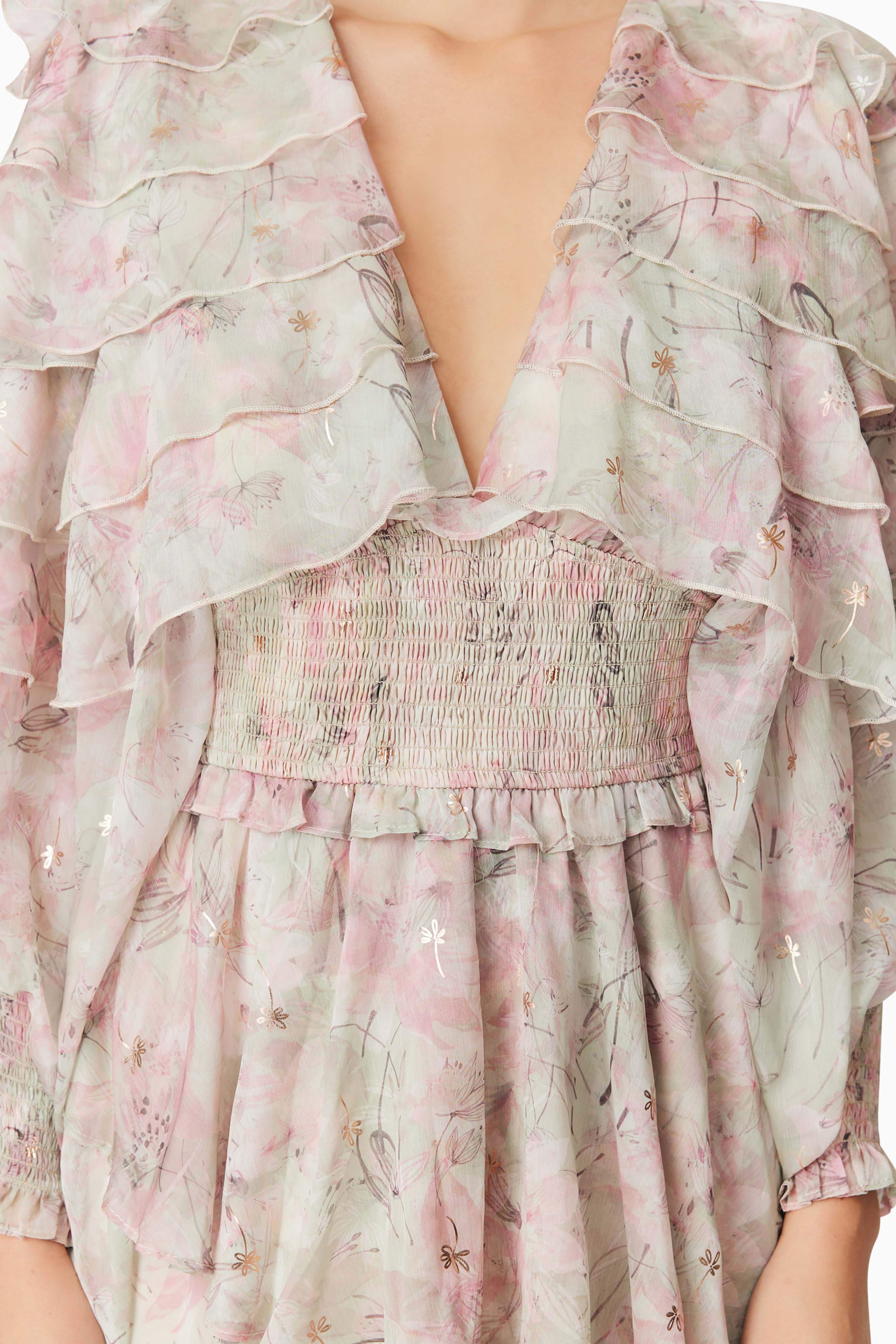 Monica Long Sleeve Midi Dress in Floral - Image 7