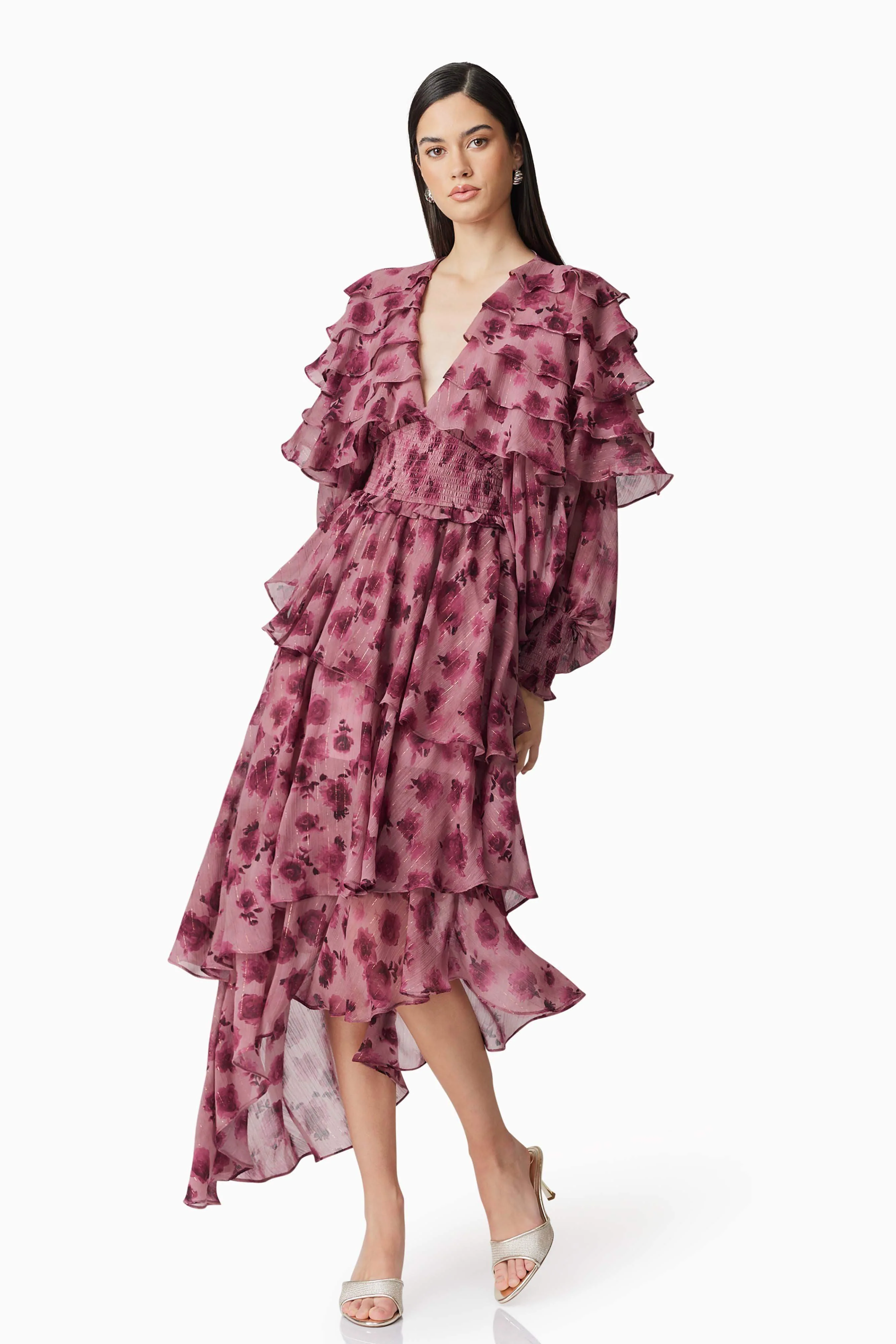 Monica Long Sleeve Midi Dress in Purple - Image 4