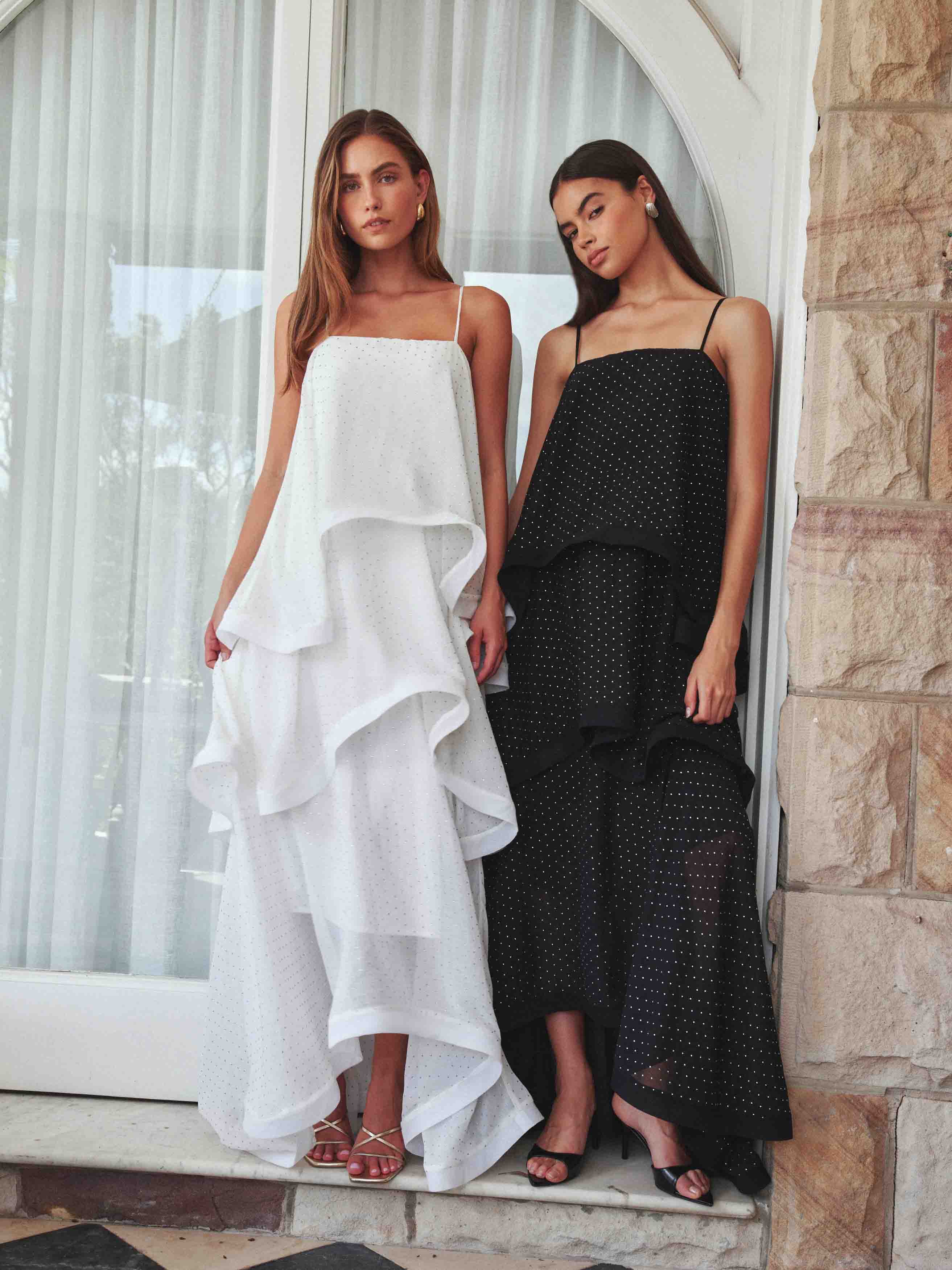 Moss Tiered Embellished Gown in White - Image 5