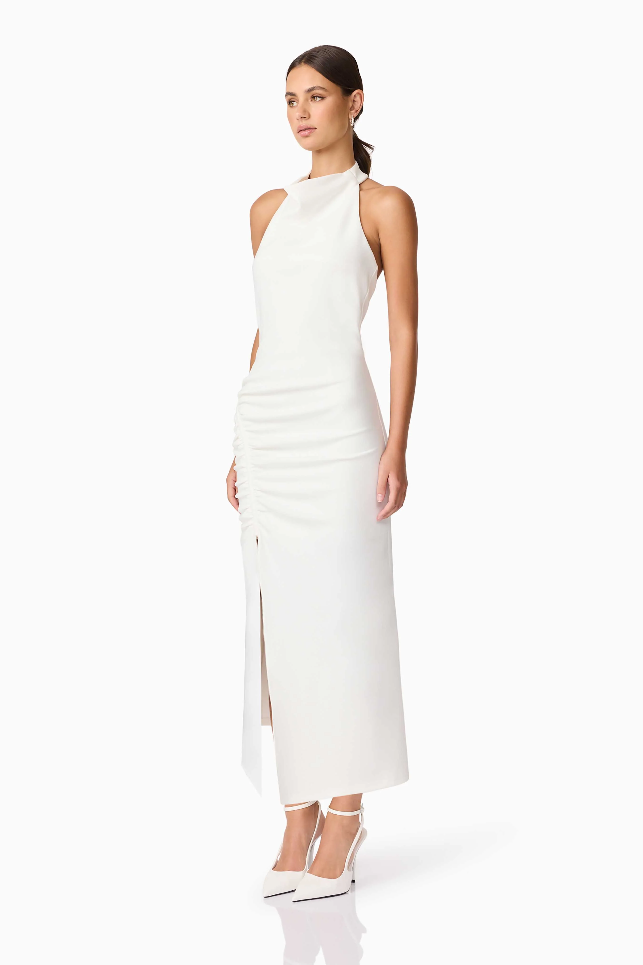 Nerissa Cowl Neck Maxi Dress in White - Image 3