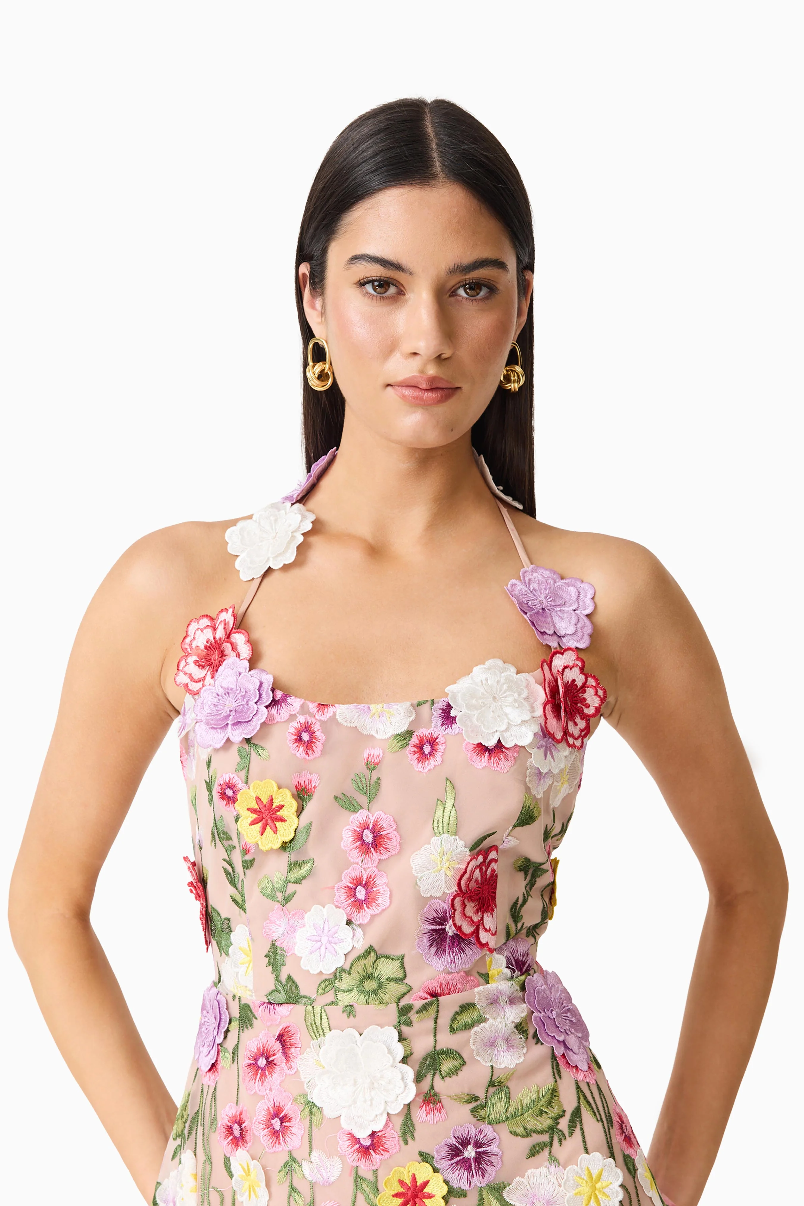 Neve A-Line Mini Dress in Pink Floral - Image 6