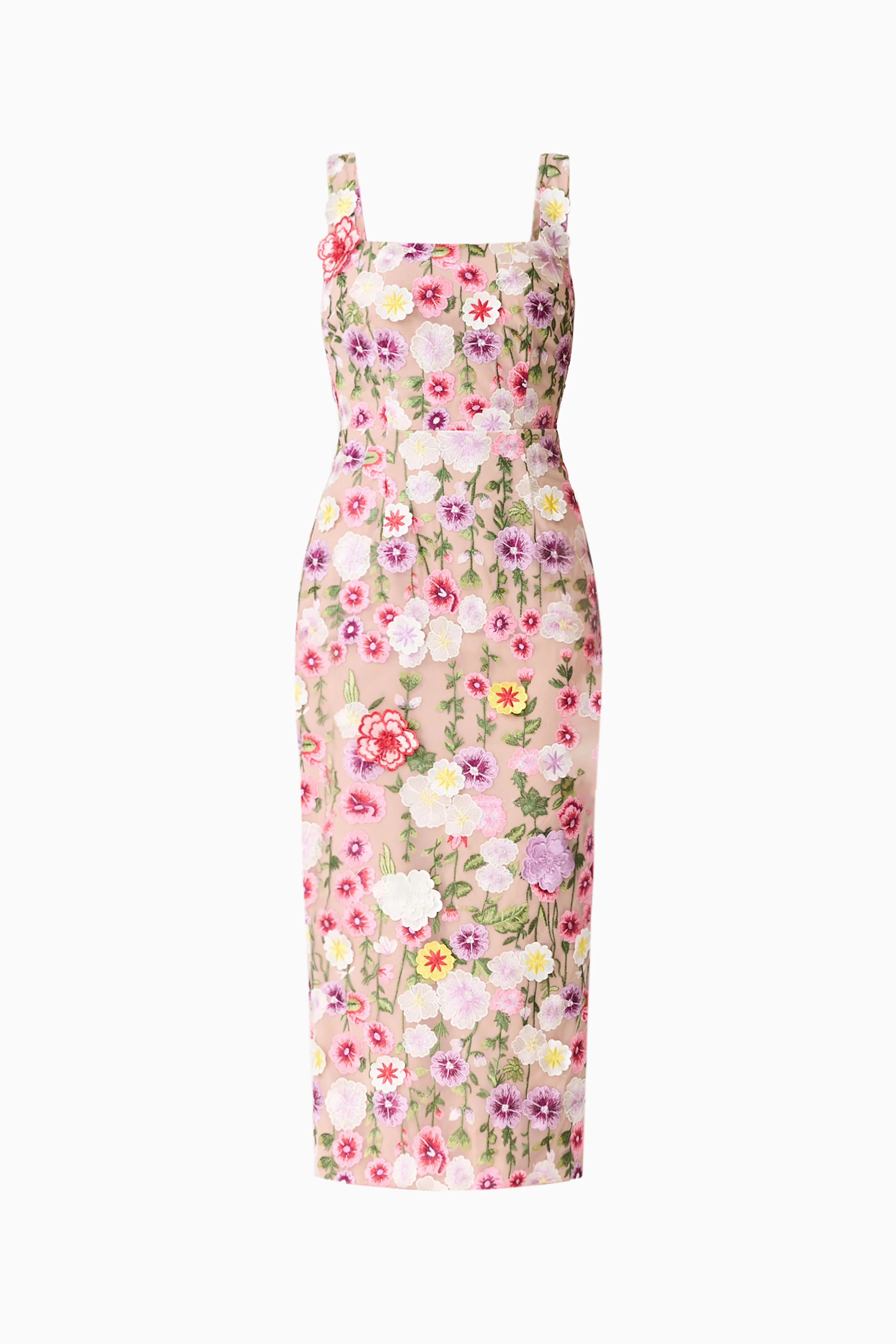 Neve Applique Midi Dress in Pink Floral - Image 8