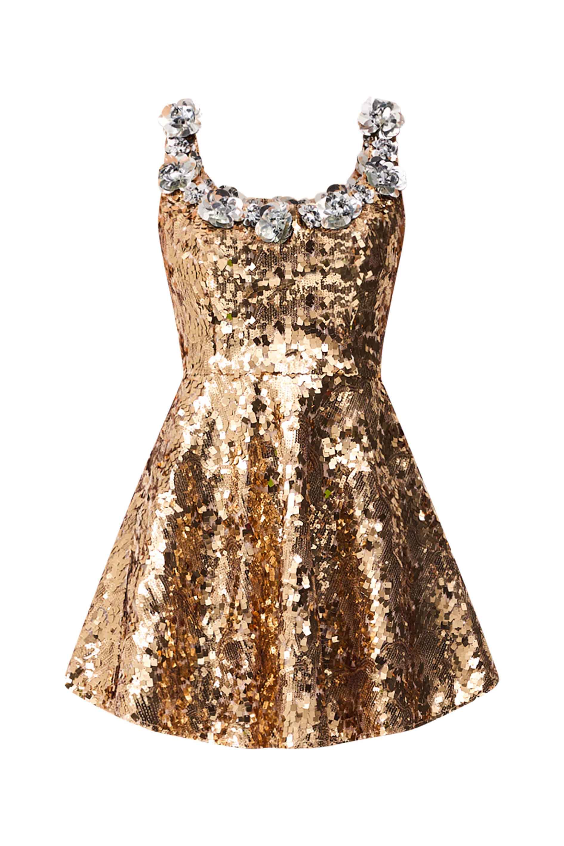 Noelle Sequin Mini Dress in Gold - Image 9