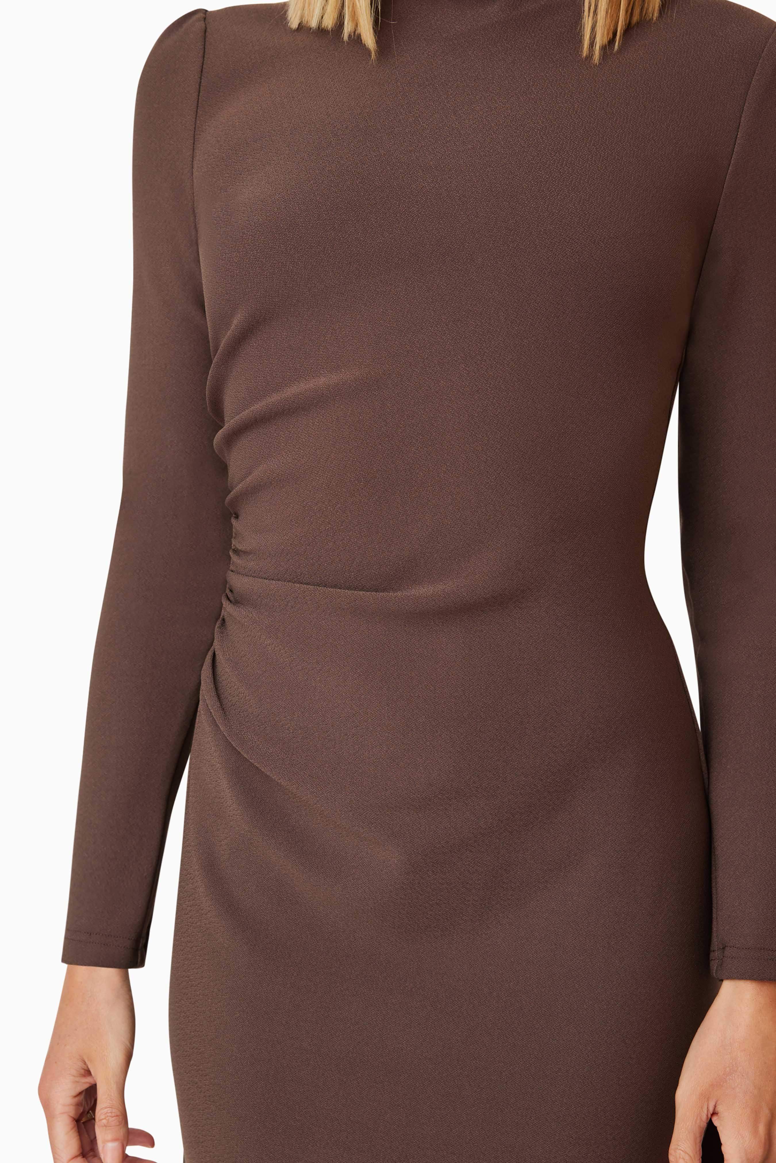 Nola Long Sleeve Maxi Dress In Brown - Image 6