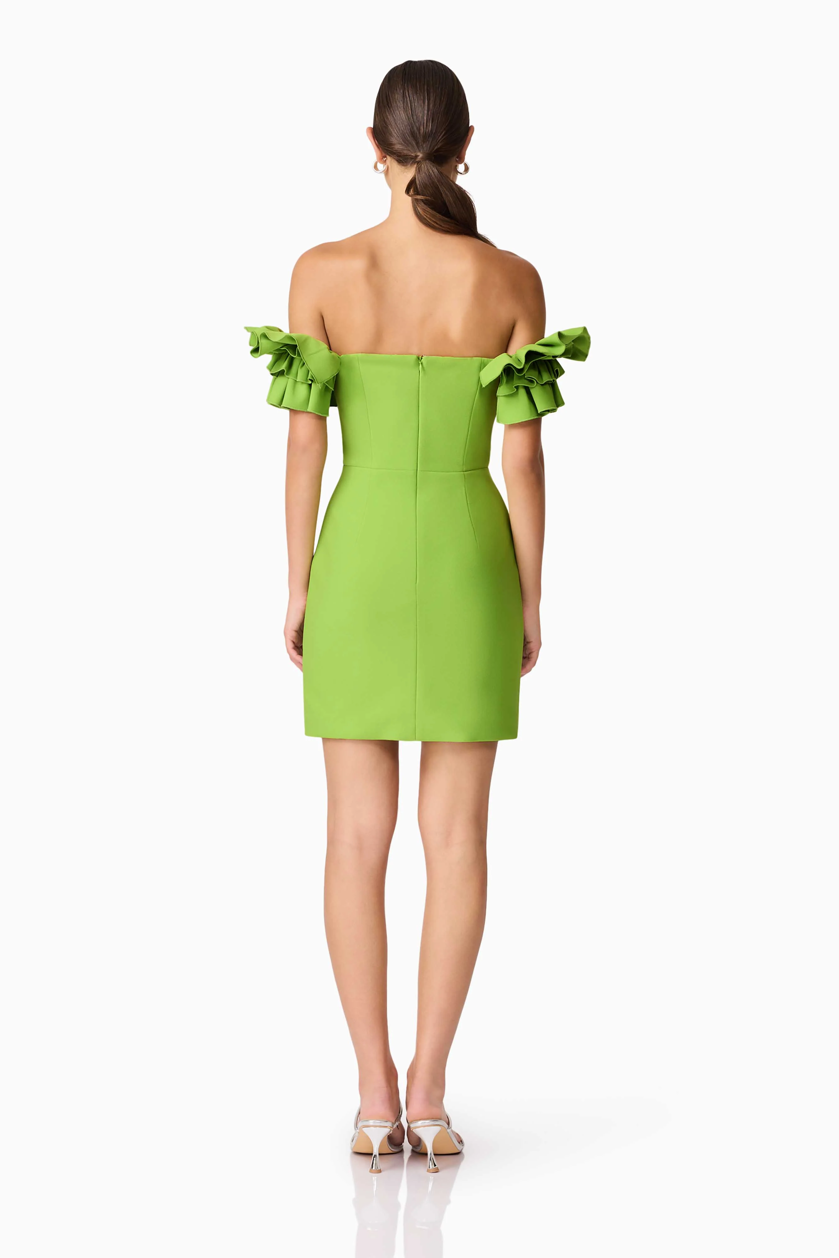 Nola Off The Shoulder Mini Dress in Green - Image 5