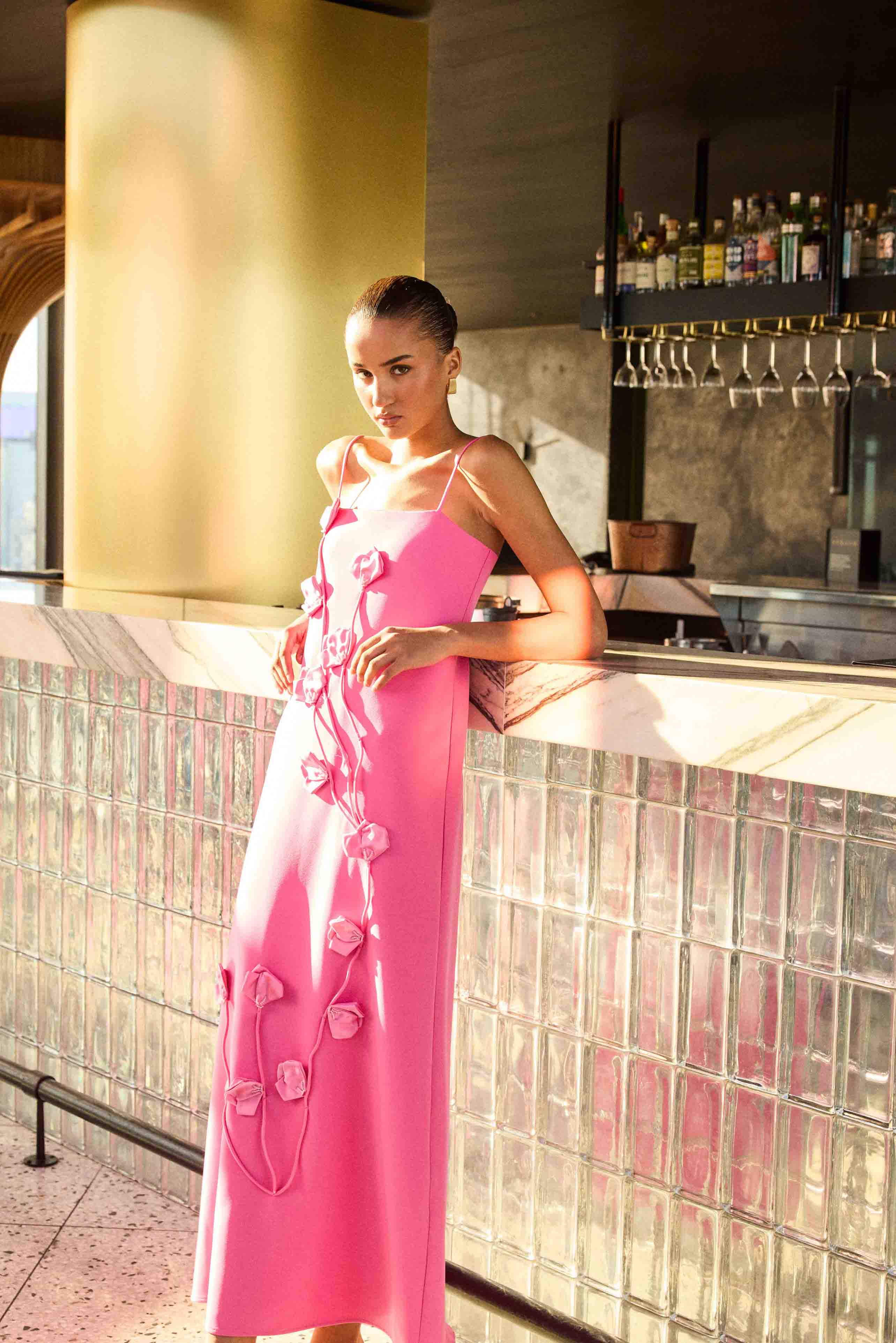 Nolana Floral Applique Gown in Pink - Image 2