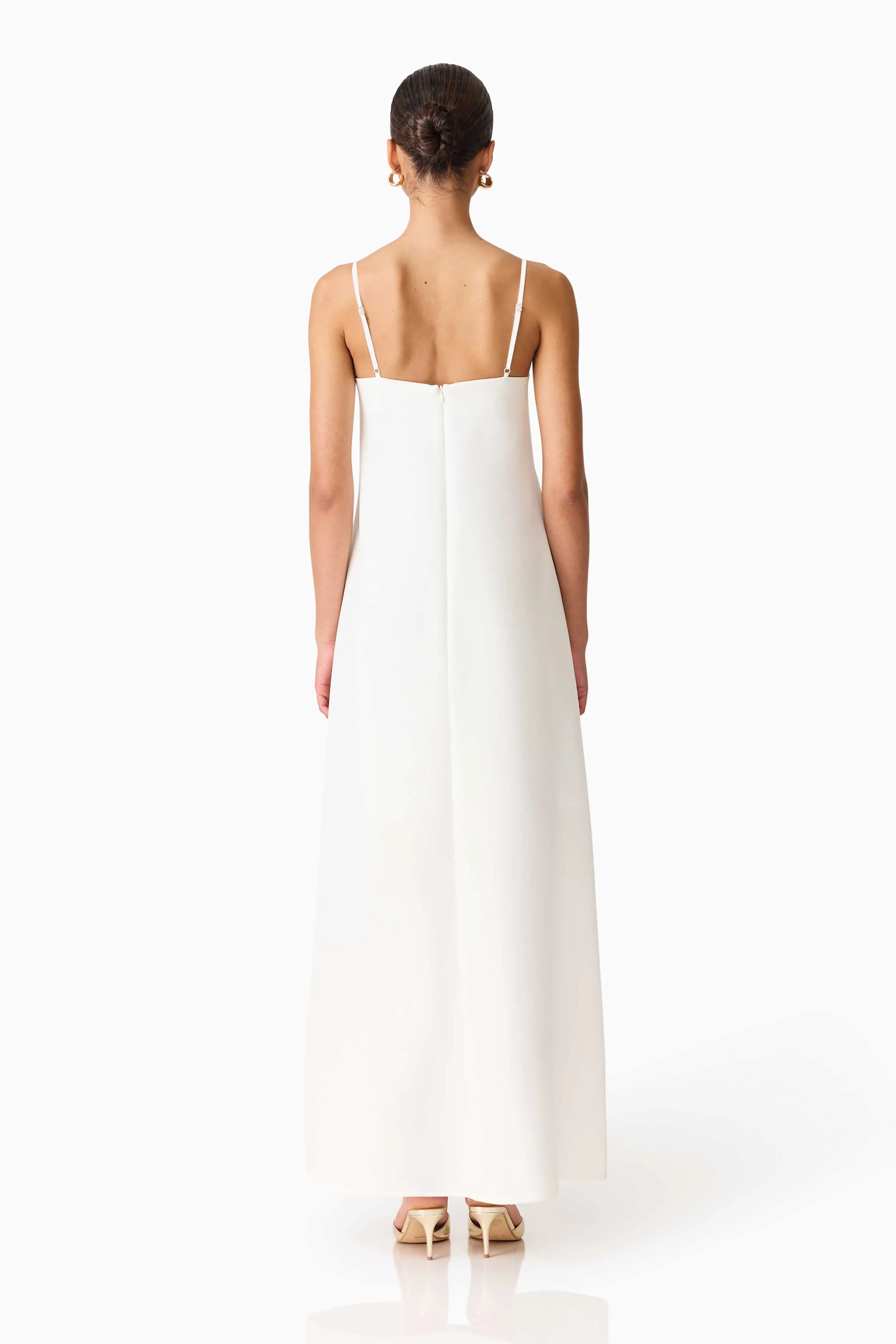 Nolana Floral Applique Gown in White - Image 5