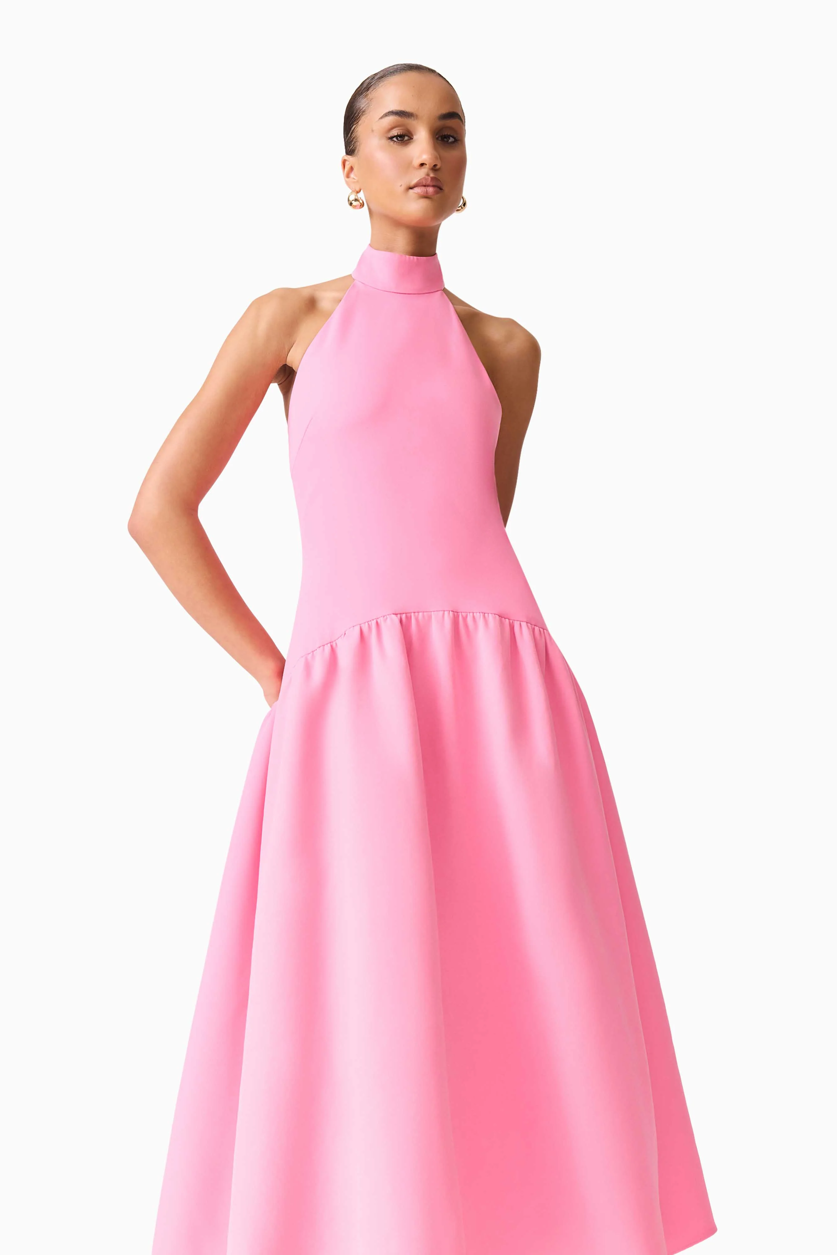Nolana Halter Midi Dress in Pink - Image 2