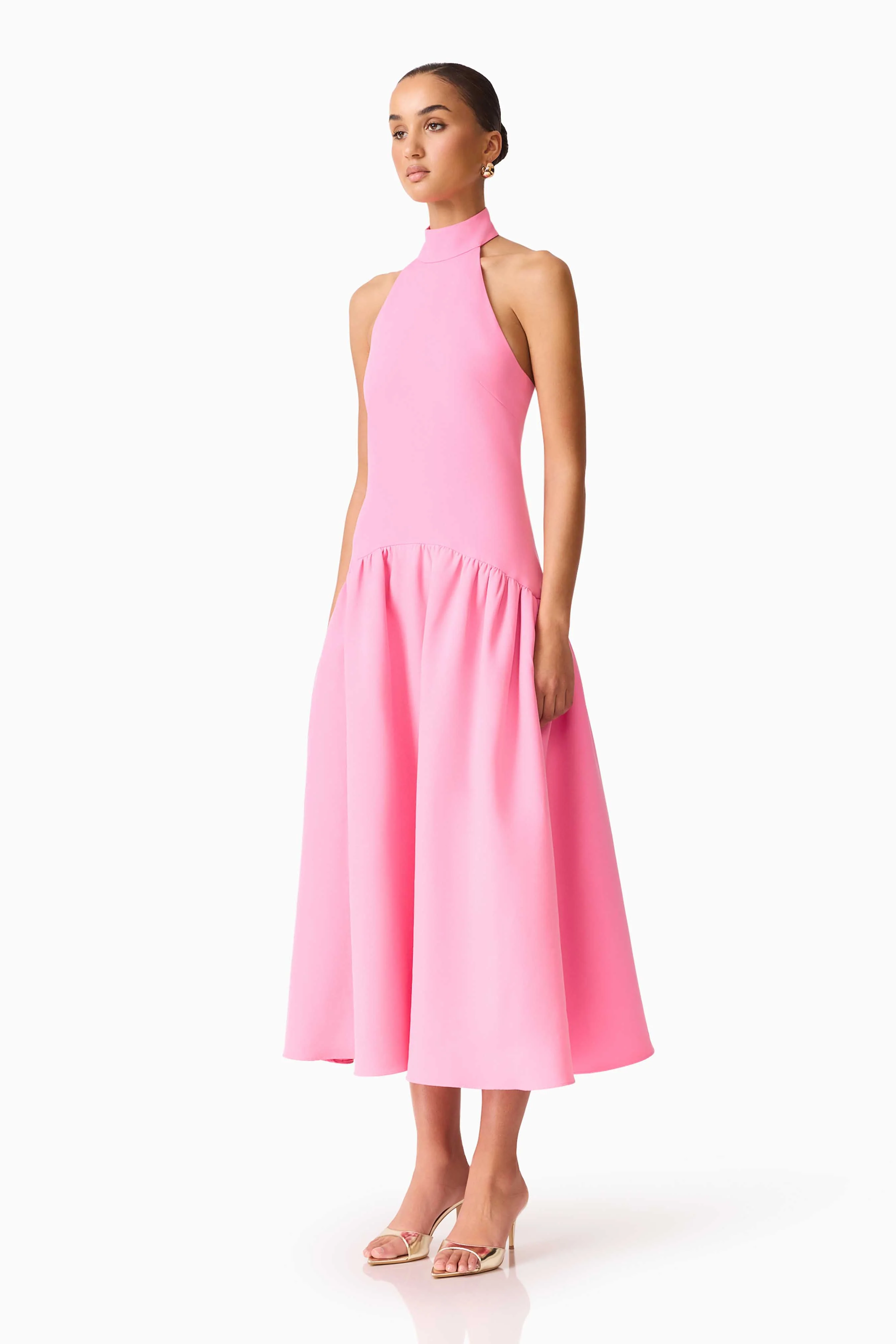 Nolana Halter Midi Dress in Pink - Image 3