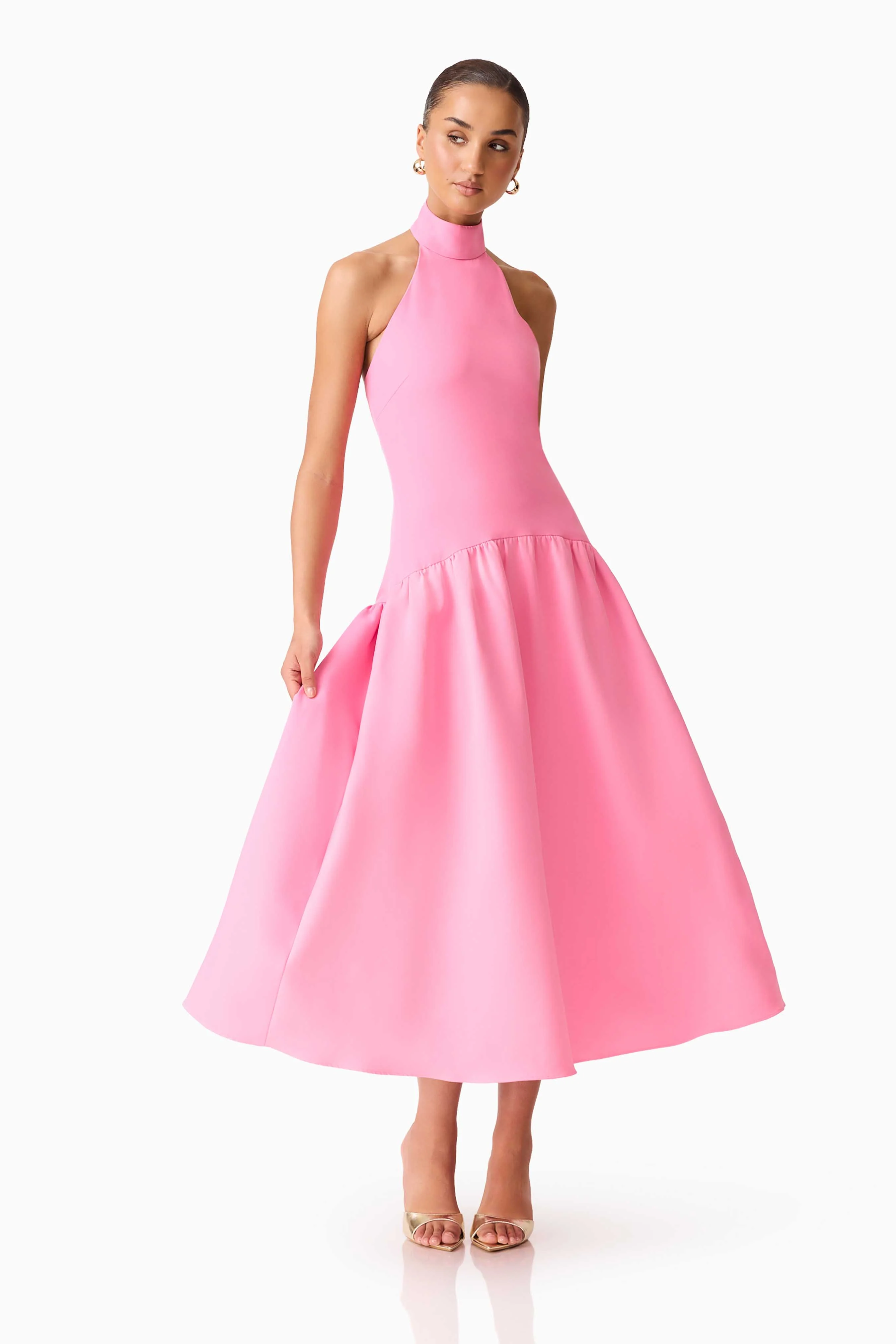 Nolana Halter Midi Dress in Pink - Image 4