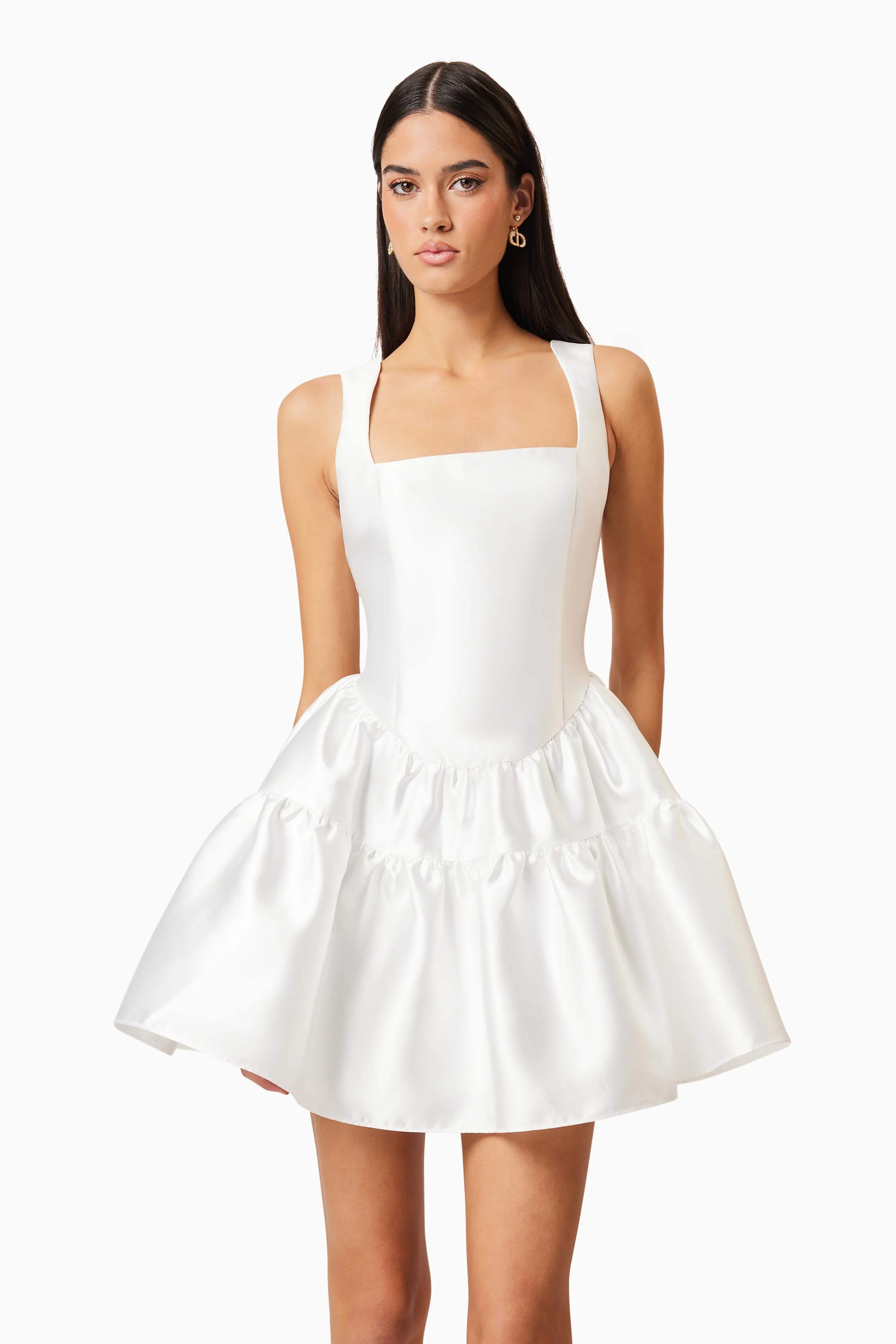 Oleander Fit And Flare Mini Dress In White - Image 3