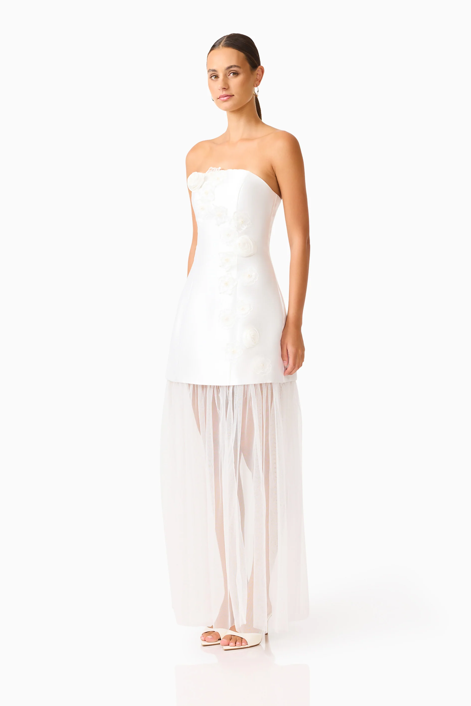 Oleander Strapless Maxi Dress In White - Image 3