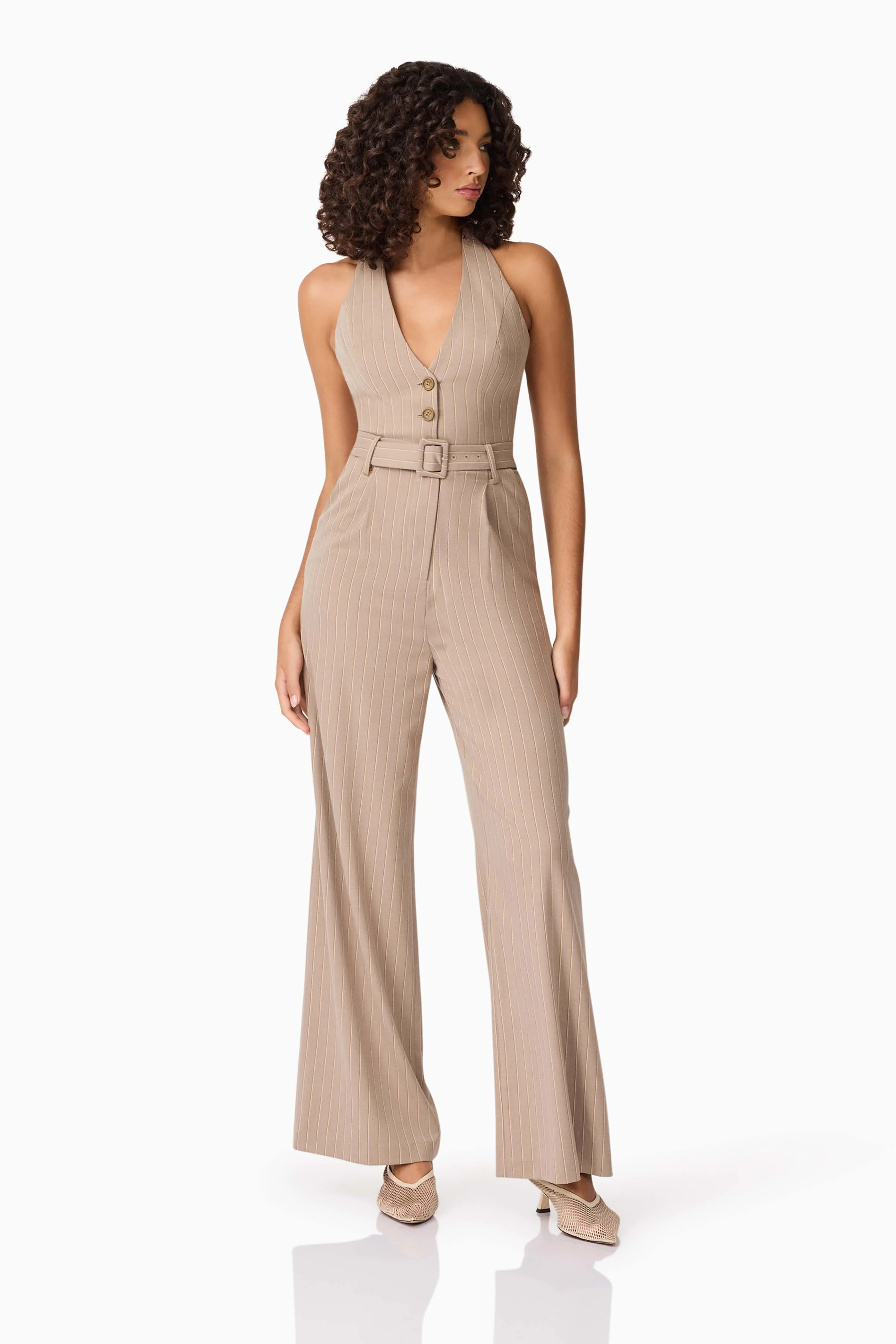 CURAAE Orlena Jumpsuit in Beige Stripe - Image 2