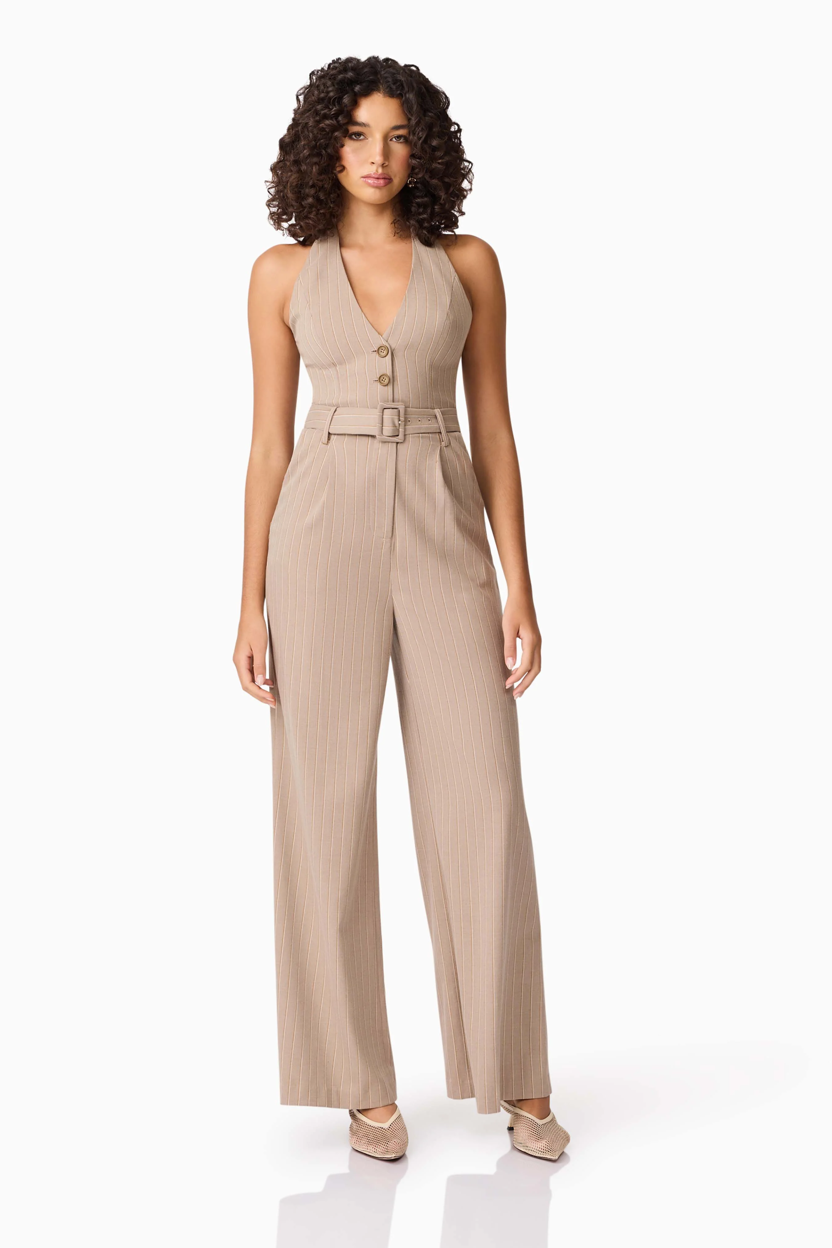 CURAAE Orlena Jumpsuit in Beige Stripe - Image 3