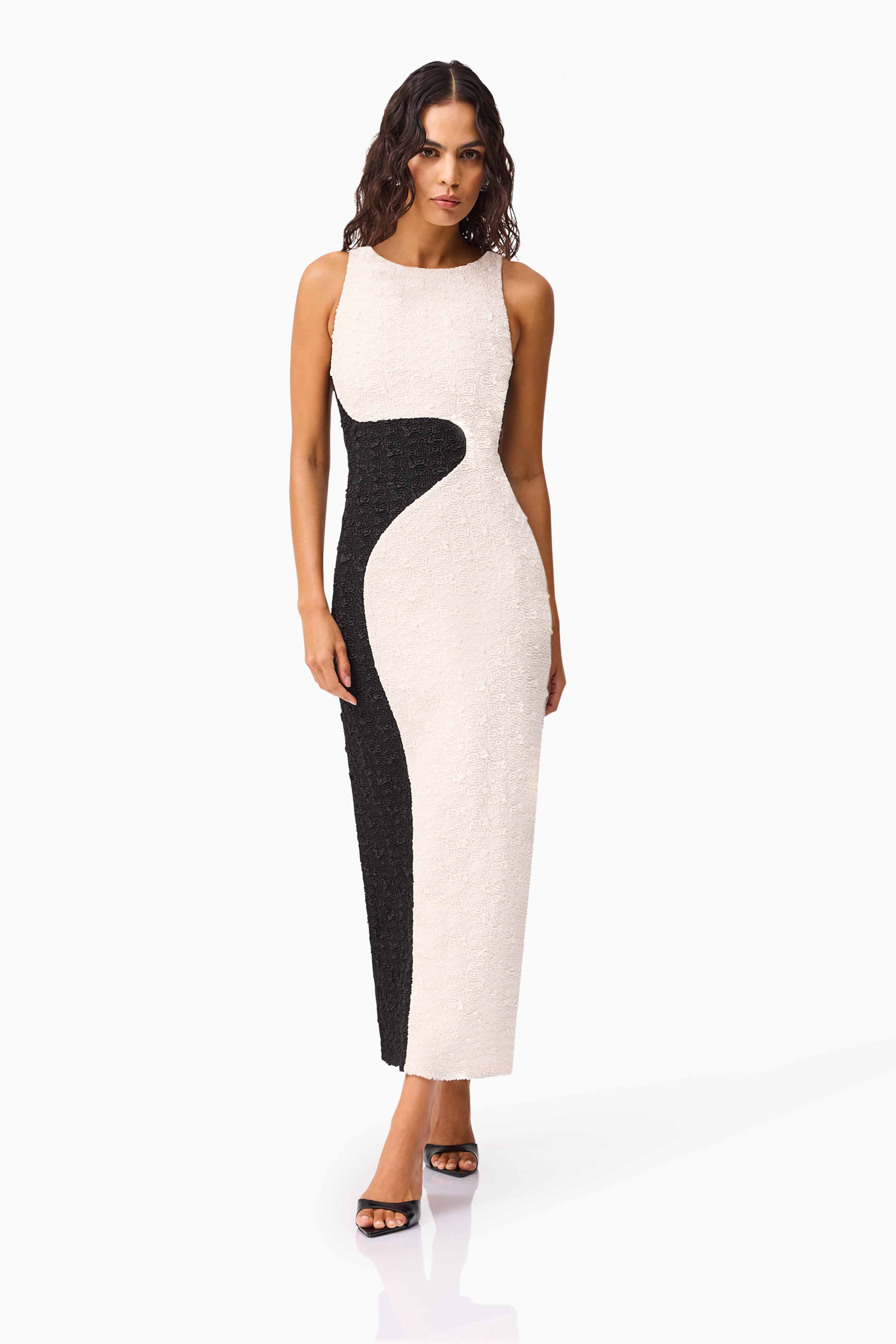 Paloma Contrast Gown in Black & White - Image 5