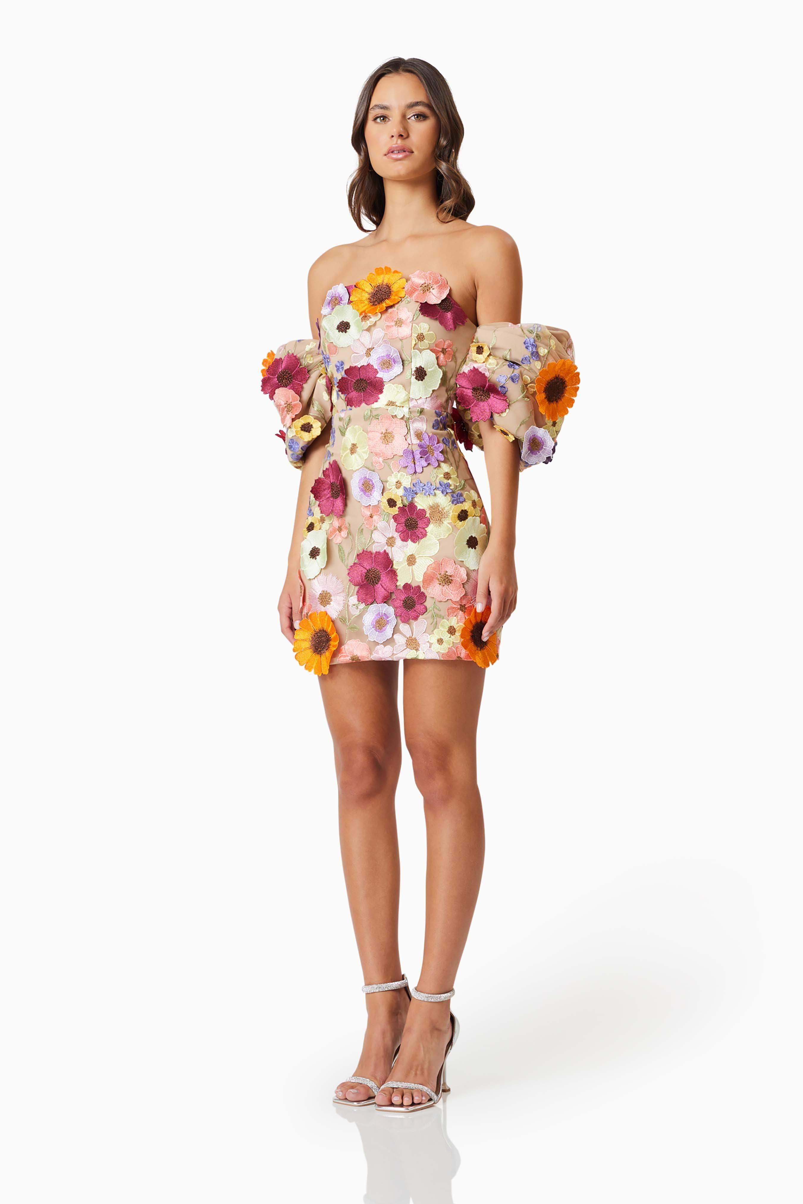 Perry Floral Embellished Mini Dress in Pink - Image 3