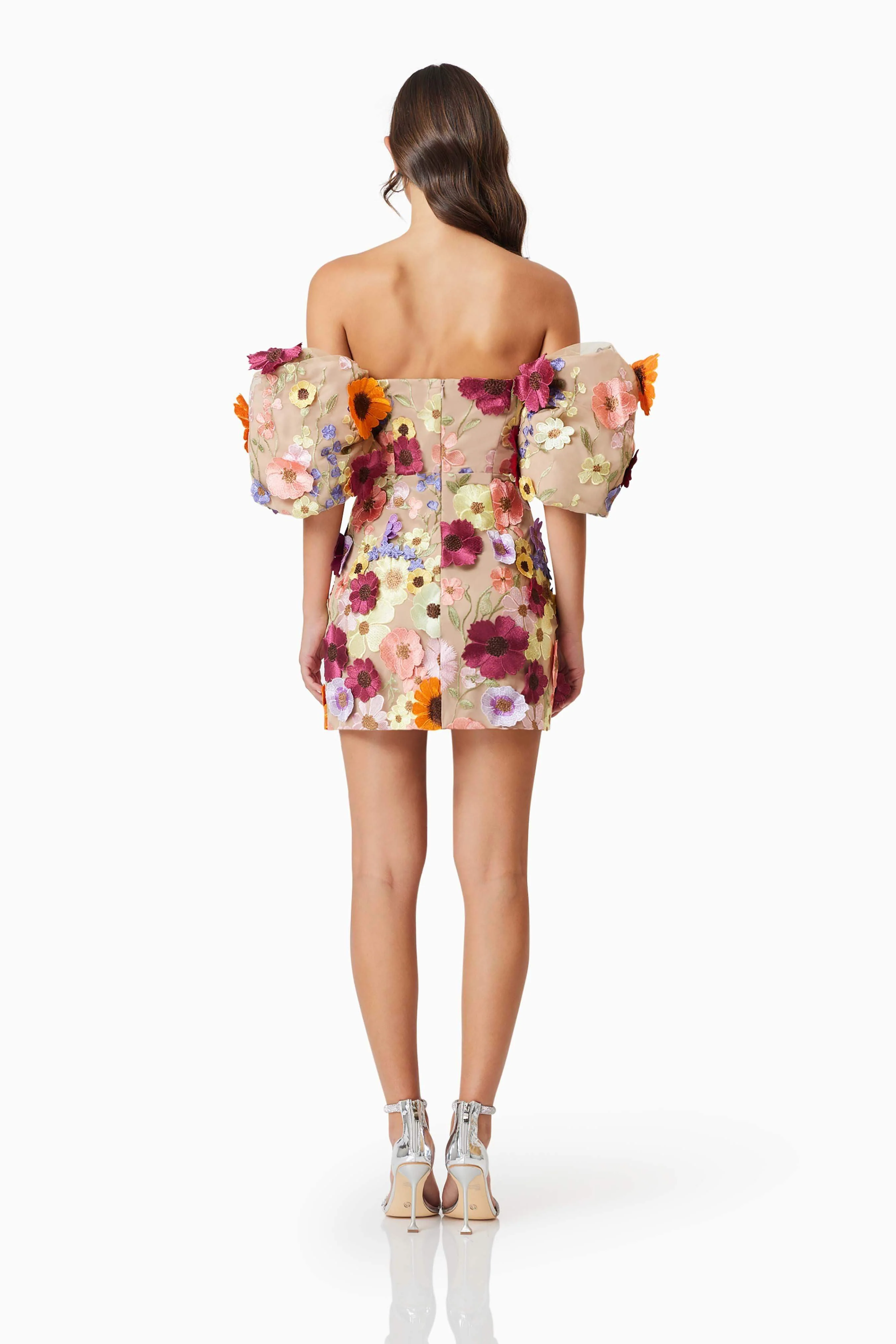 Perry Floral Embellished Mini Dress in Pink - Image 4